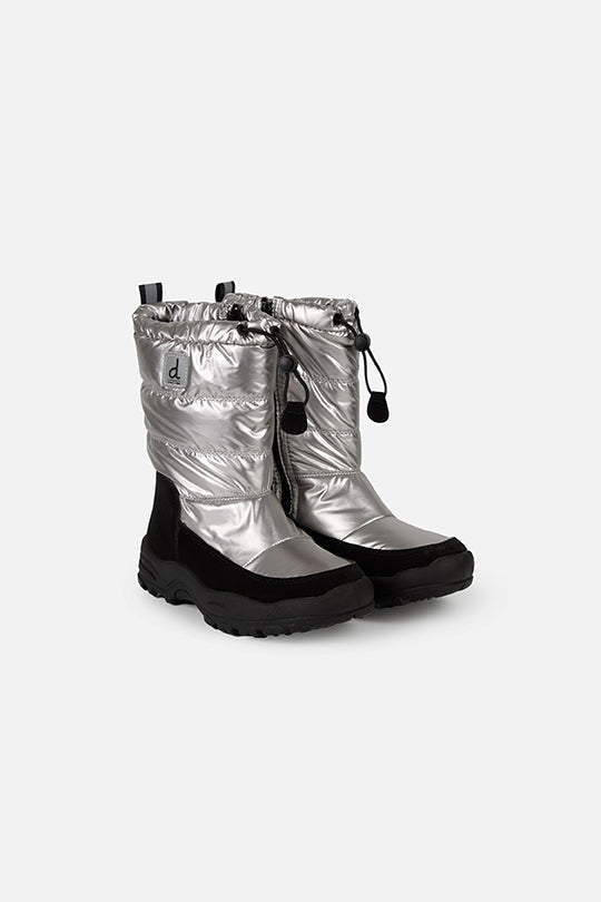 Nylon Quilted Winter Boots Silver-0