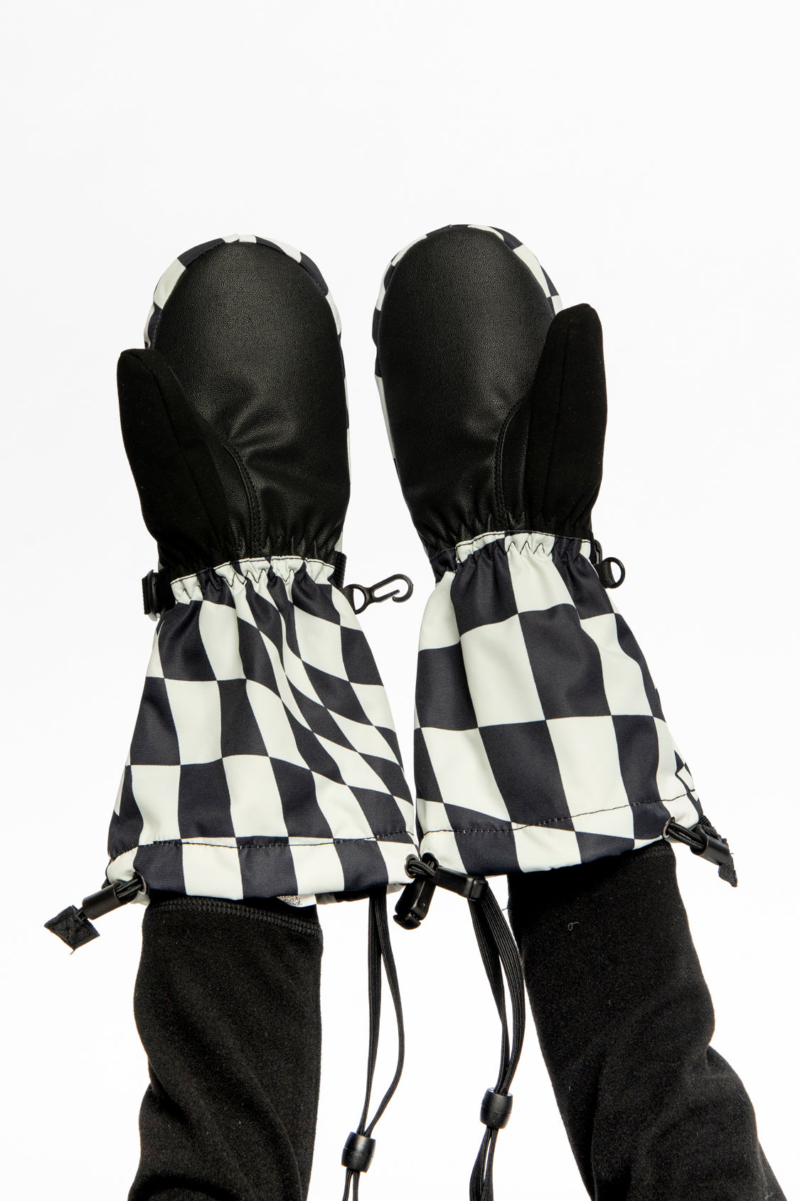 Teknik Winter Mittens White Checkered Print-2
