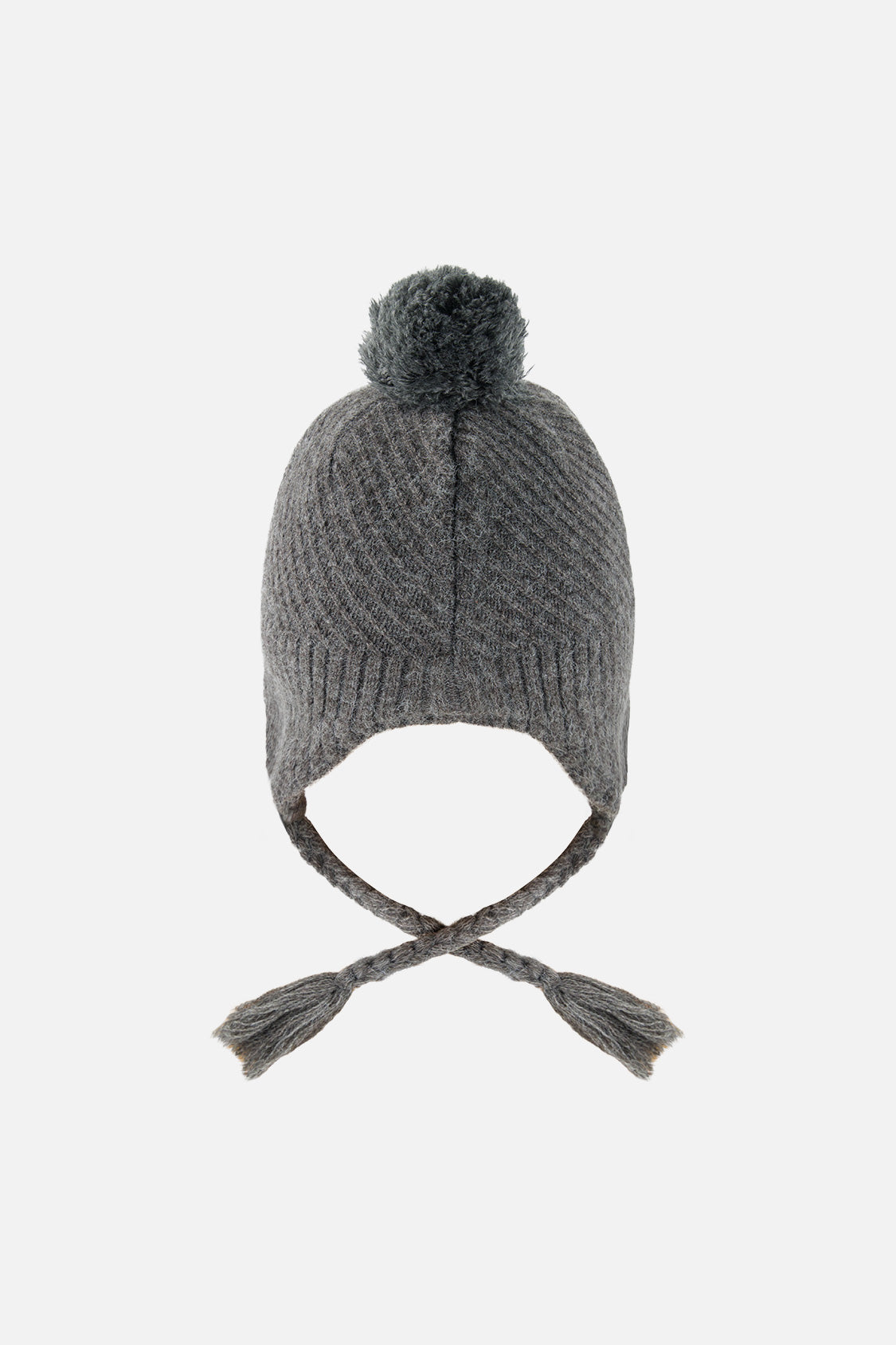Winter Peruvian Knit Hat With Pompom Cool Dark Grey-2