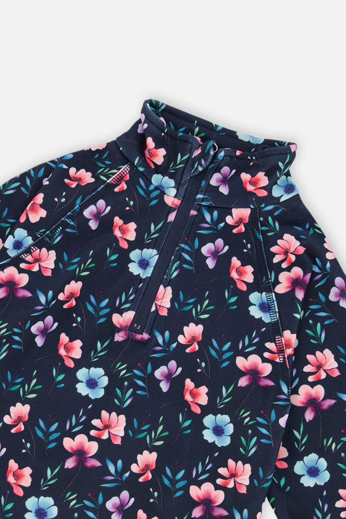 Deux par Deux Two Piece Thermal Underwear Blue Floral Print