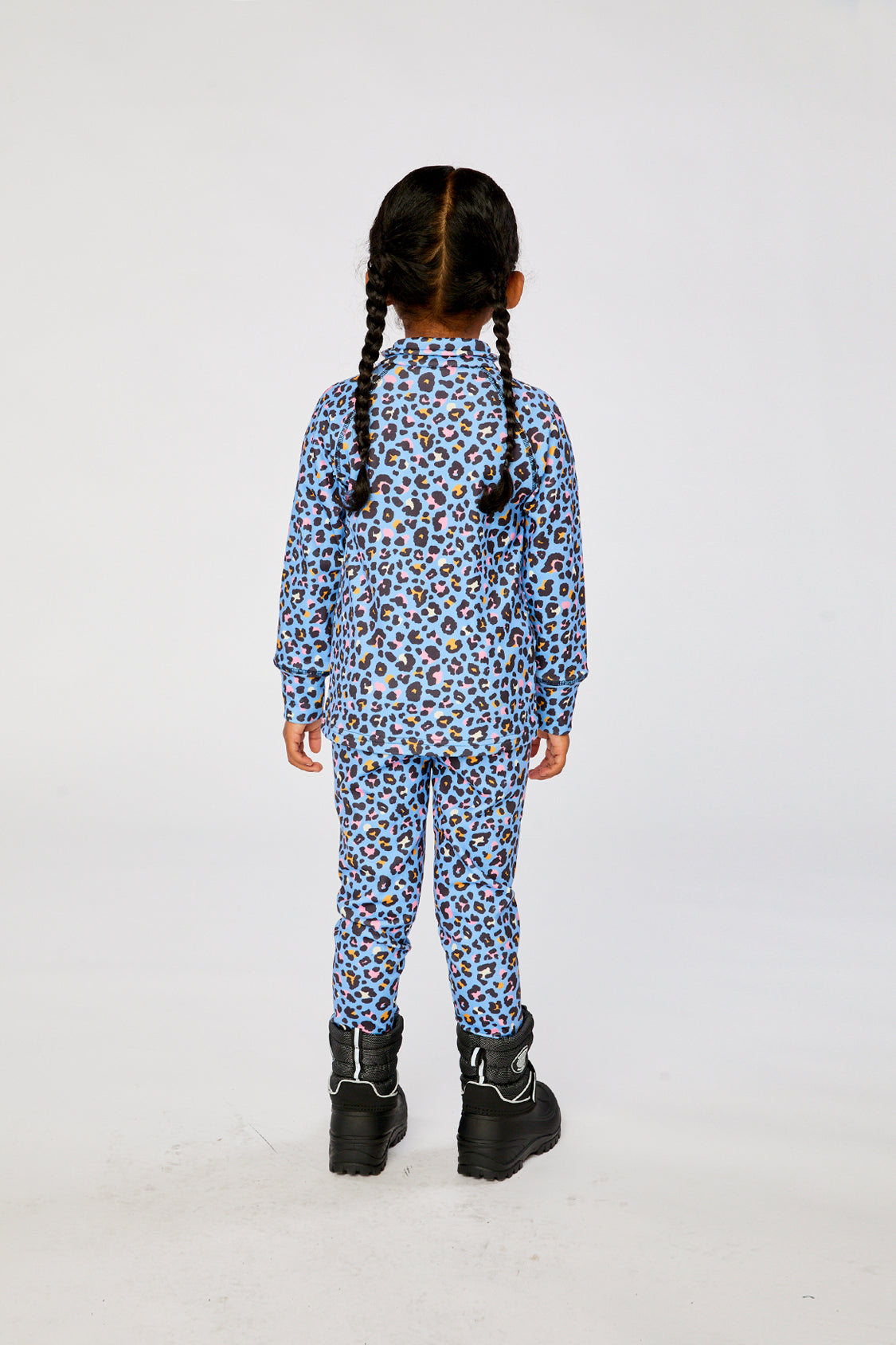 Deux par Deux Two Piece Thermal Underwear Blue Leopard Print