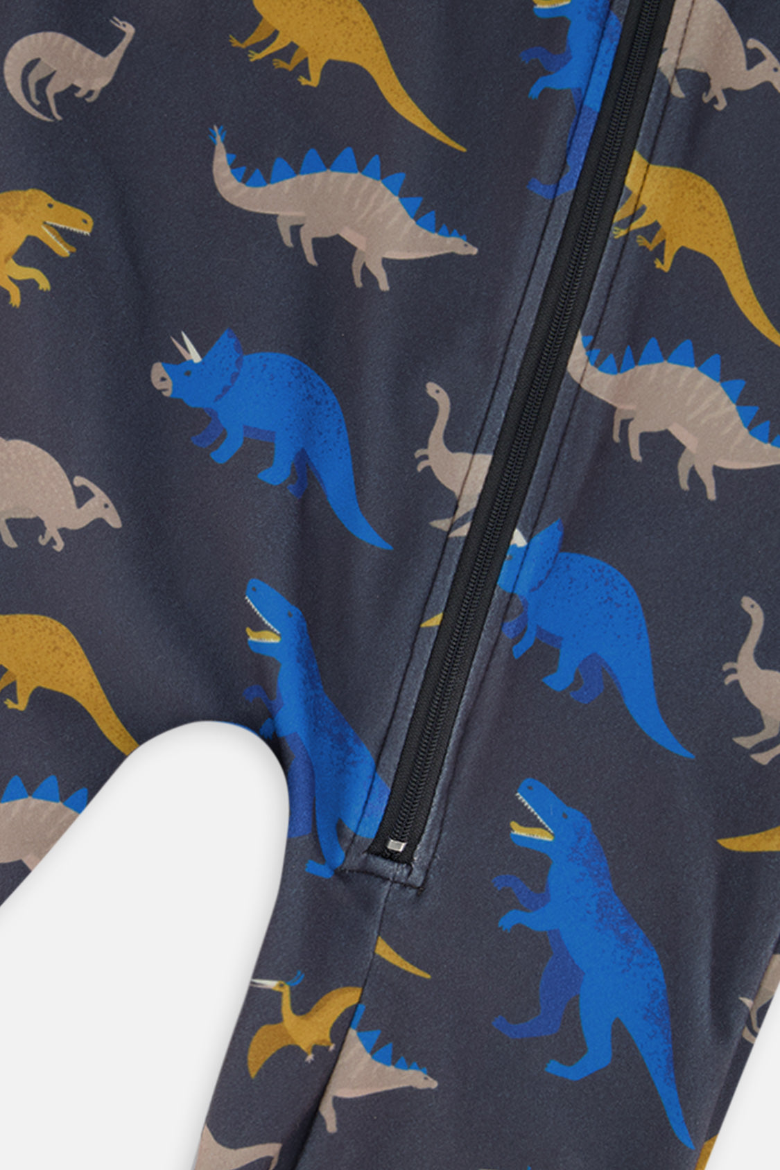 Deux par Deux Baby One Piece Thermal Underwear Grey And Blue Dinosaur Print