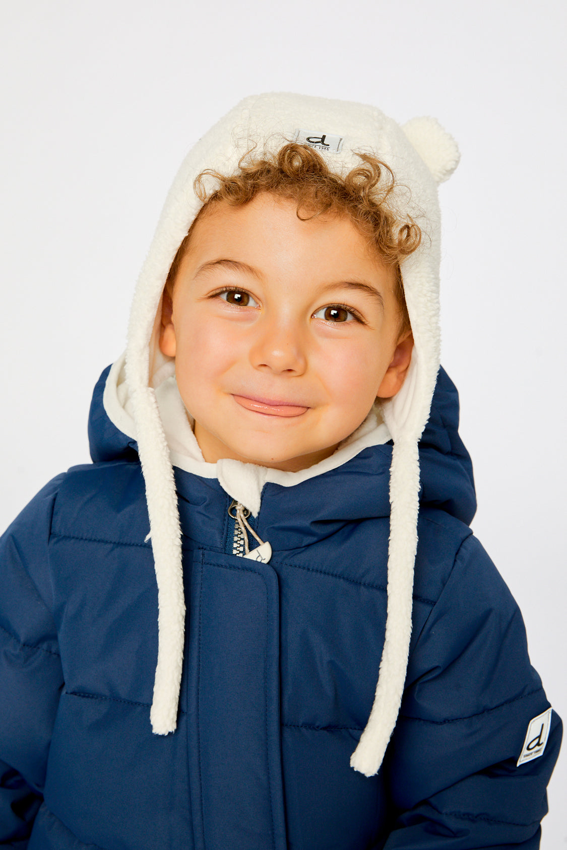 Baby Winter Sherpa Hat With Ear Flaps And Ears Off-White-1