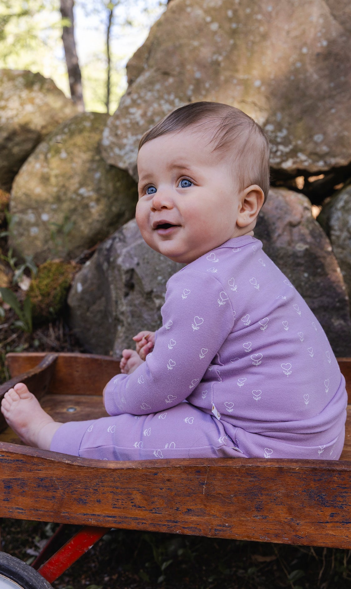 Organic Cotton Onesie Purple Floral Print-1
