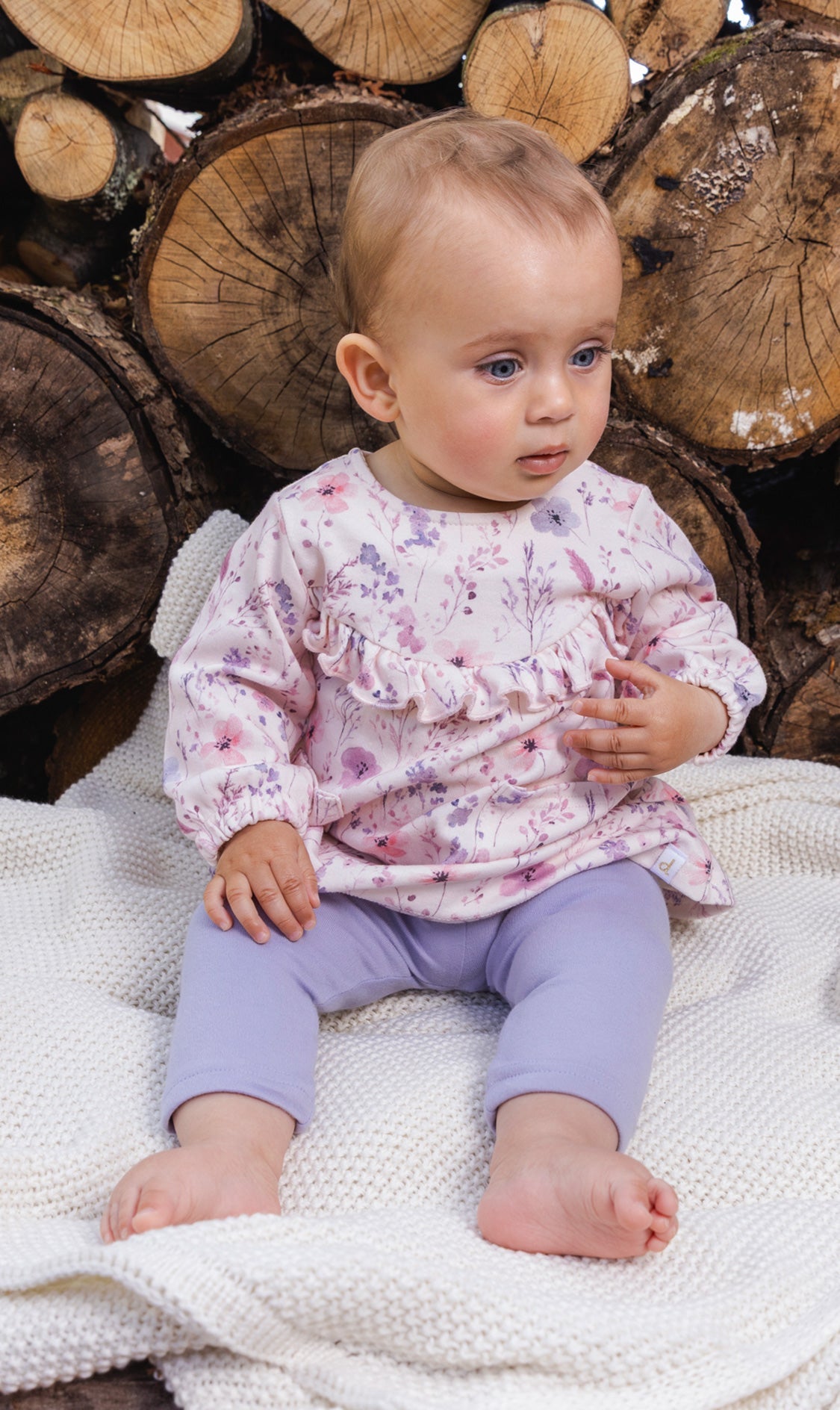 Organic Cotton Dress And Legging Set Pink Printed Flowers-1