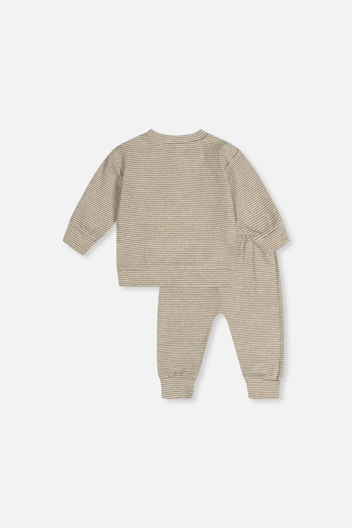 Organic Cotton Pants And Top Set Brown And White Stripes-2