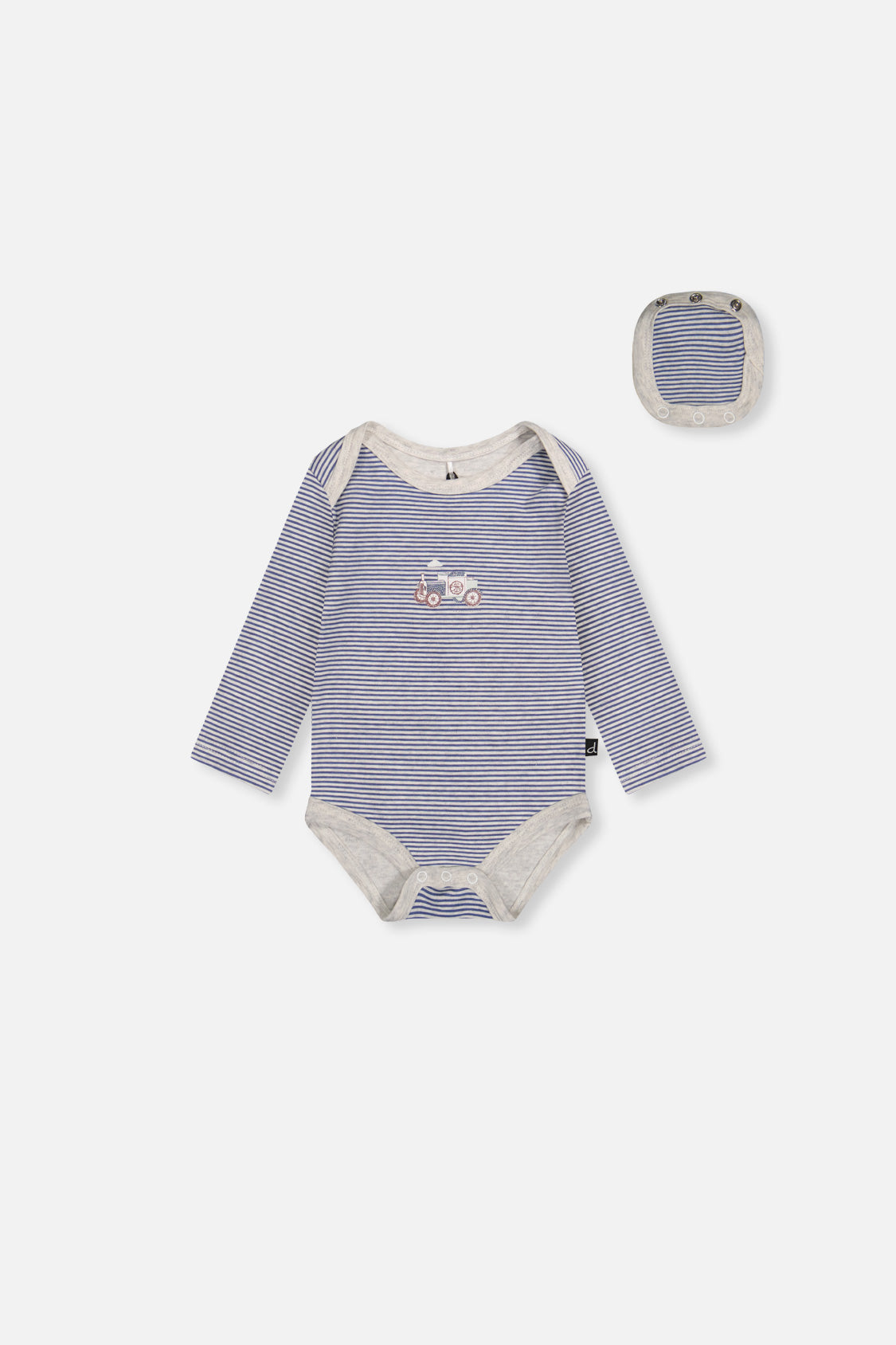 Organic Cotton Onesie Blue Printed Stripes-0