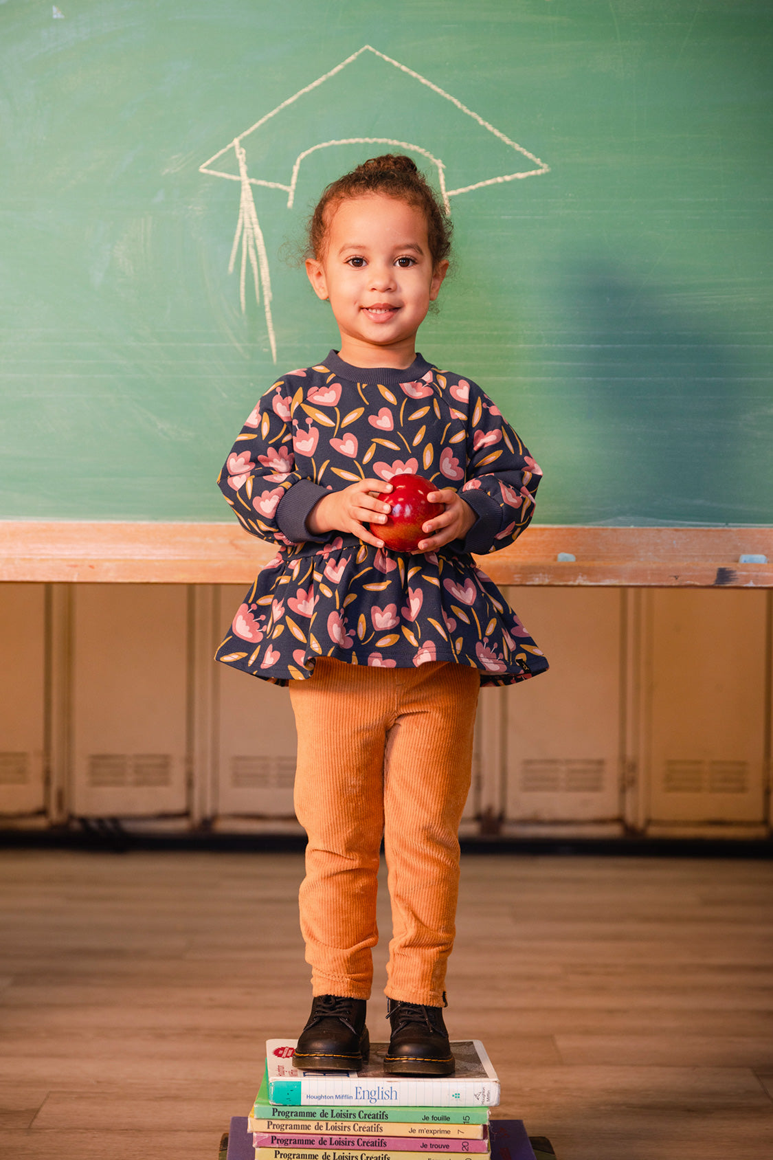 French Terry Top Blue Tulip Print-1