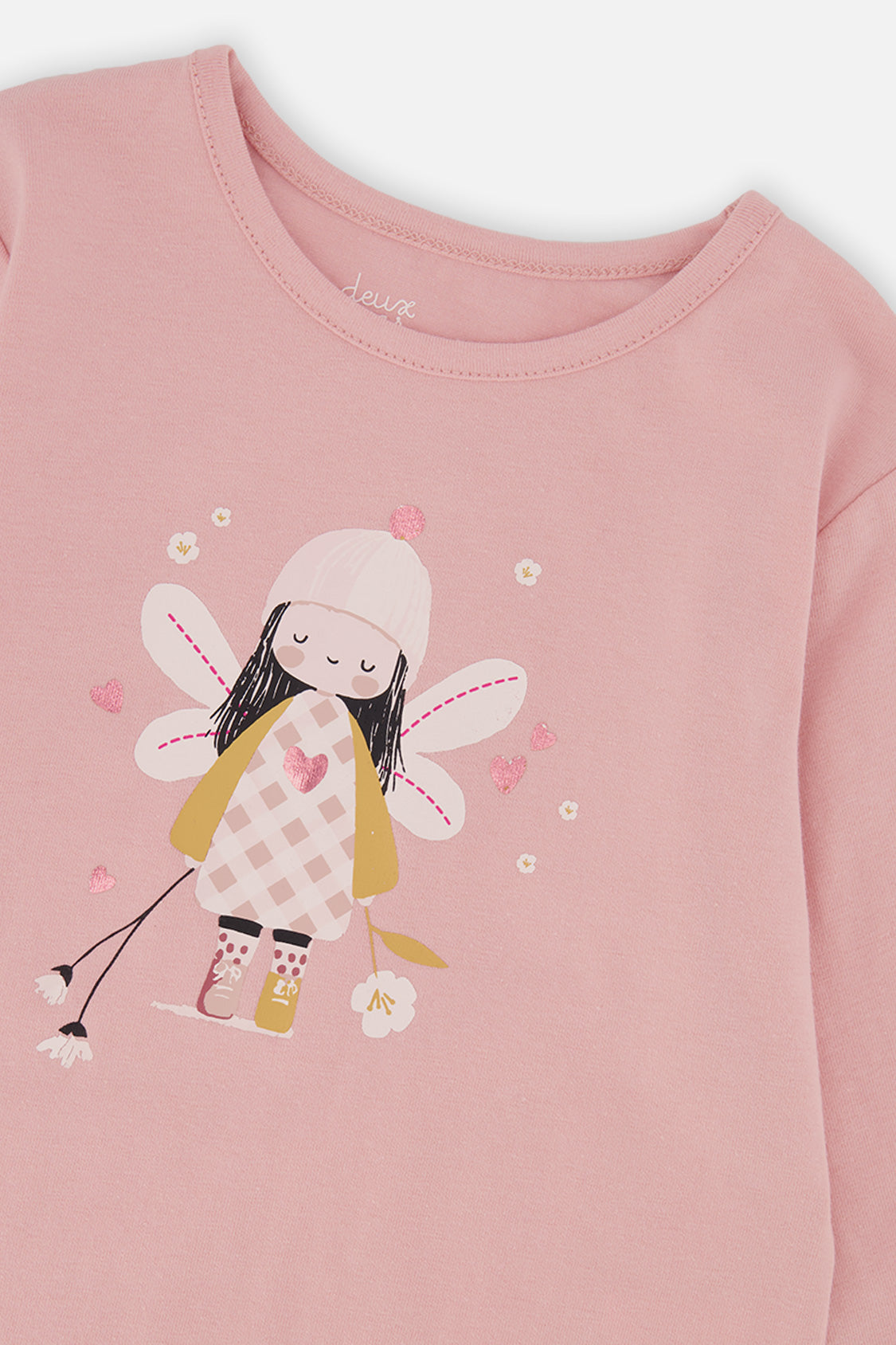 Deux par Deux girls pale dusty pink angel t-shirt, view 6