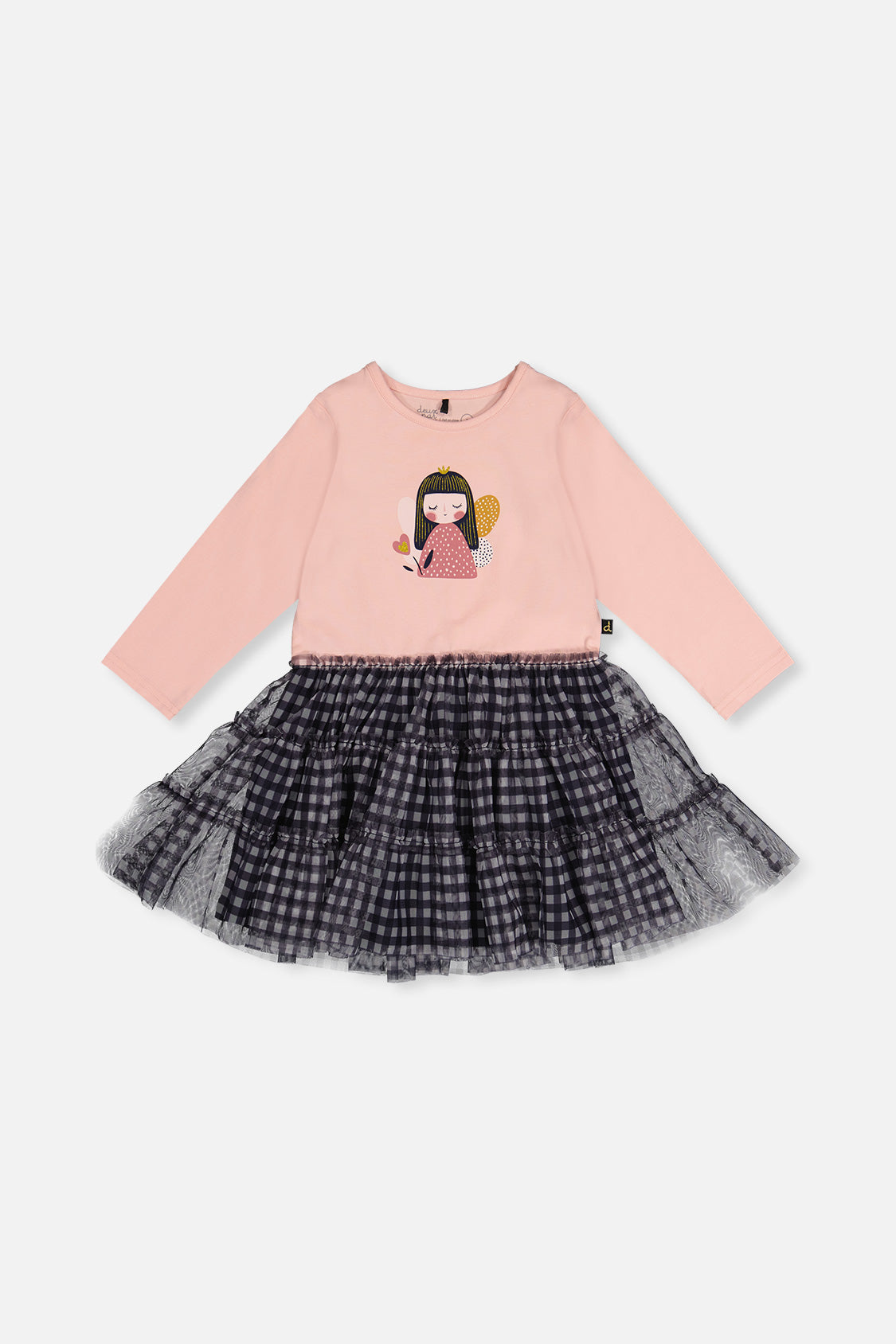 Bi-Material Dress Pale Dusty Pink And Navy-0