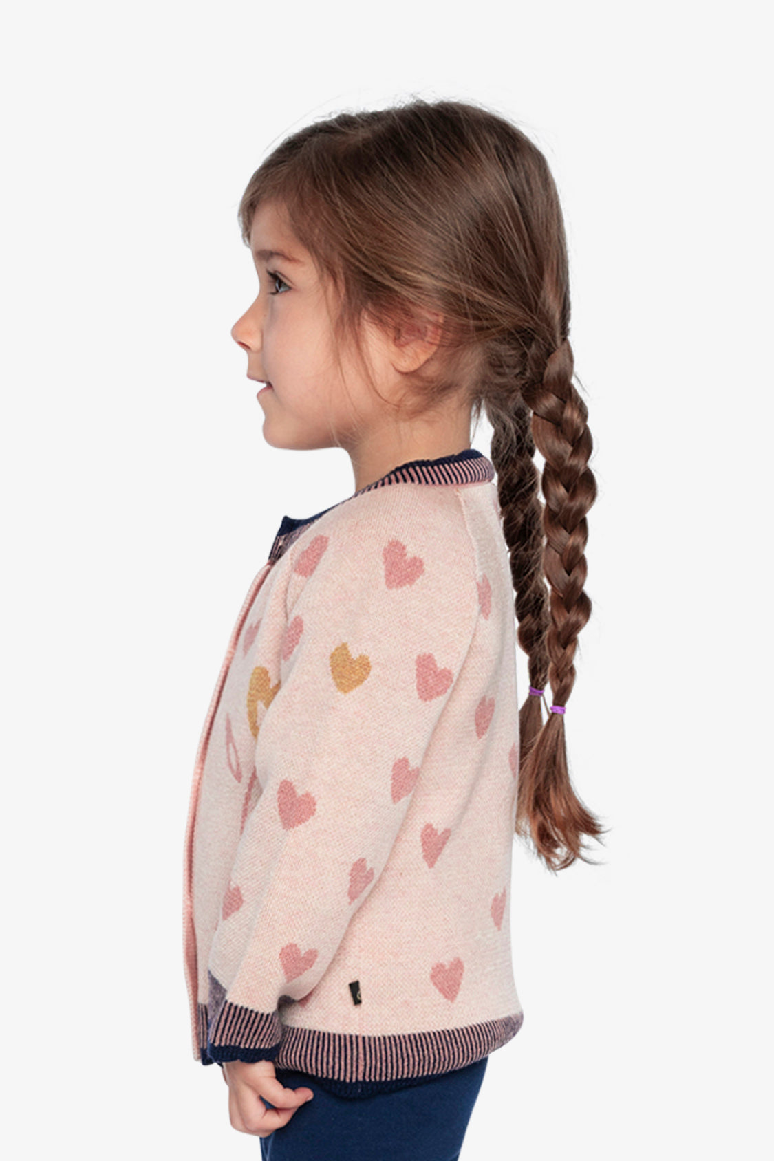 Knitted Jacquard Cardigan Pale Dusty Pink And Navy-4