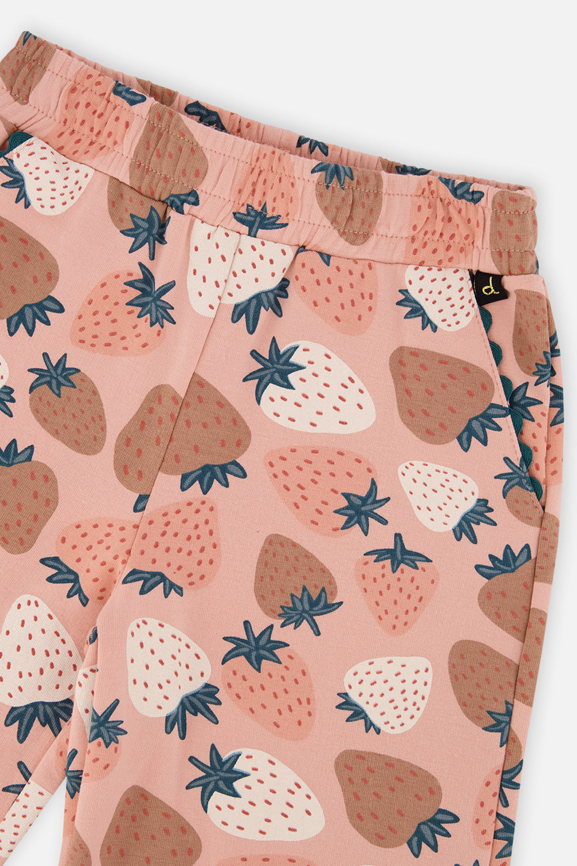 Deux par Deux wide leg sweatpants in pink strawberry print, view 6