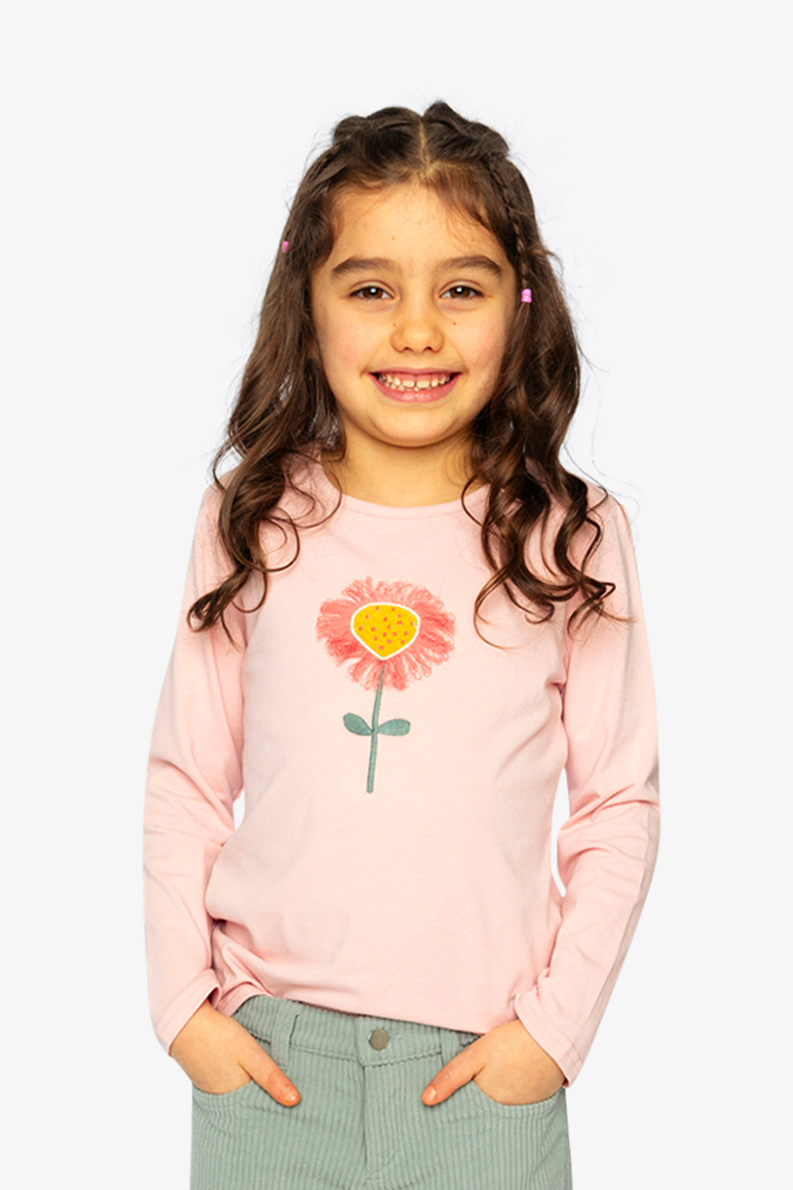 Long Sleeve Organic Cotton T-Shirt Pale Dusty Pink-1