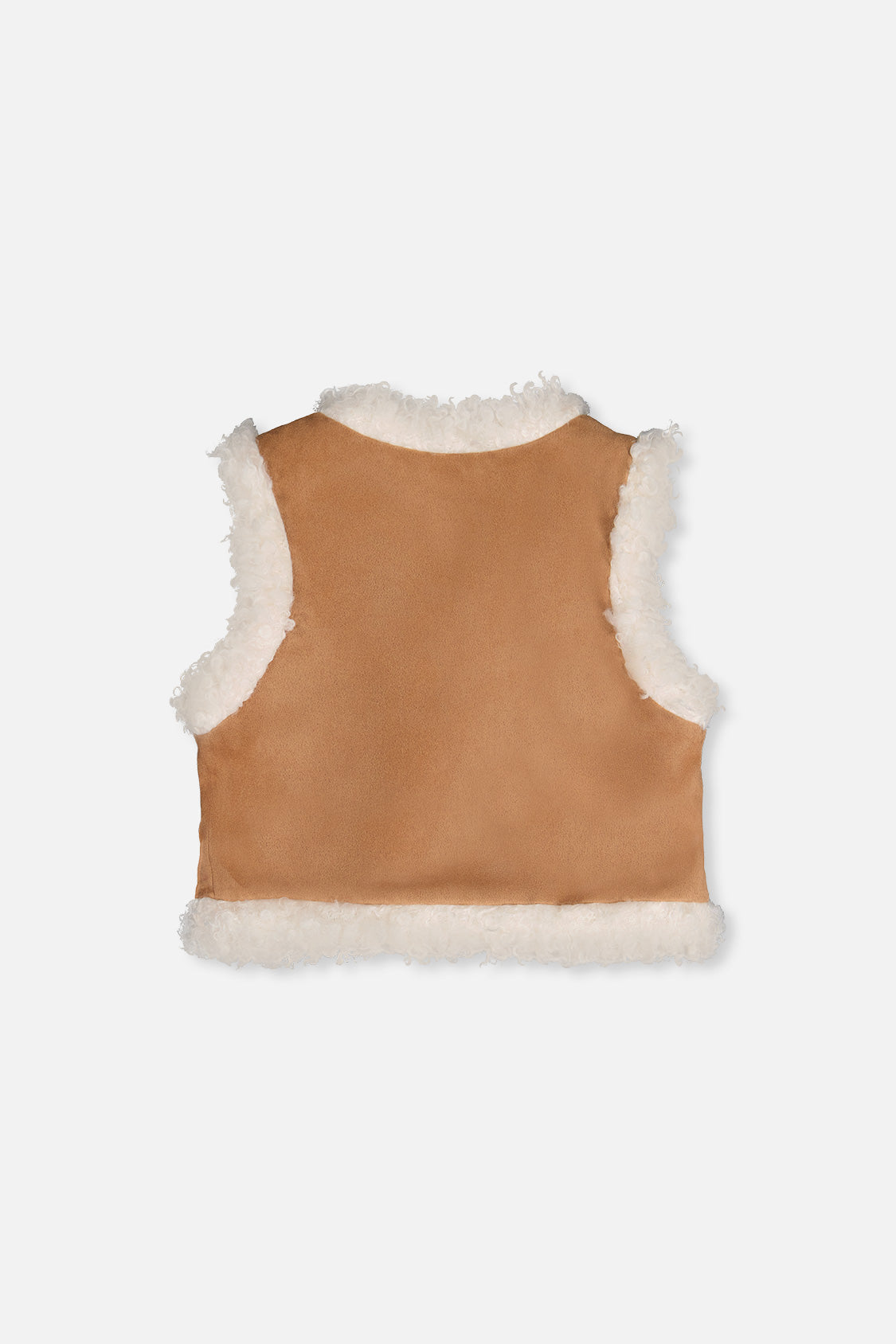 Deux par Deux reversible vest in brown and cream, back view