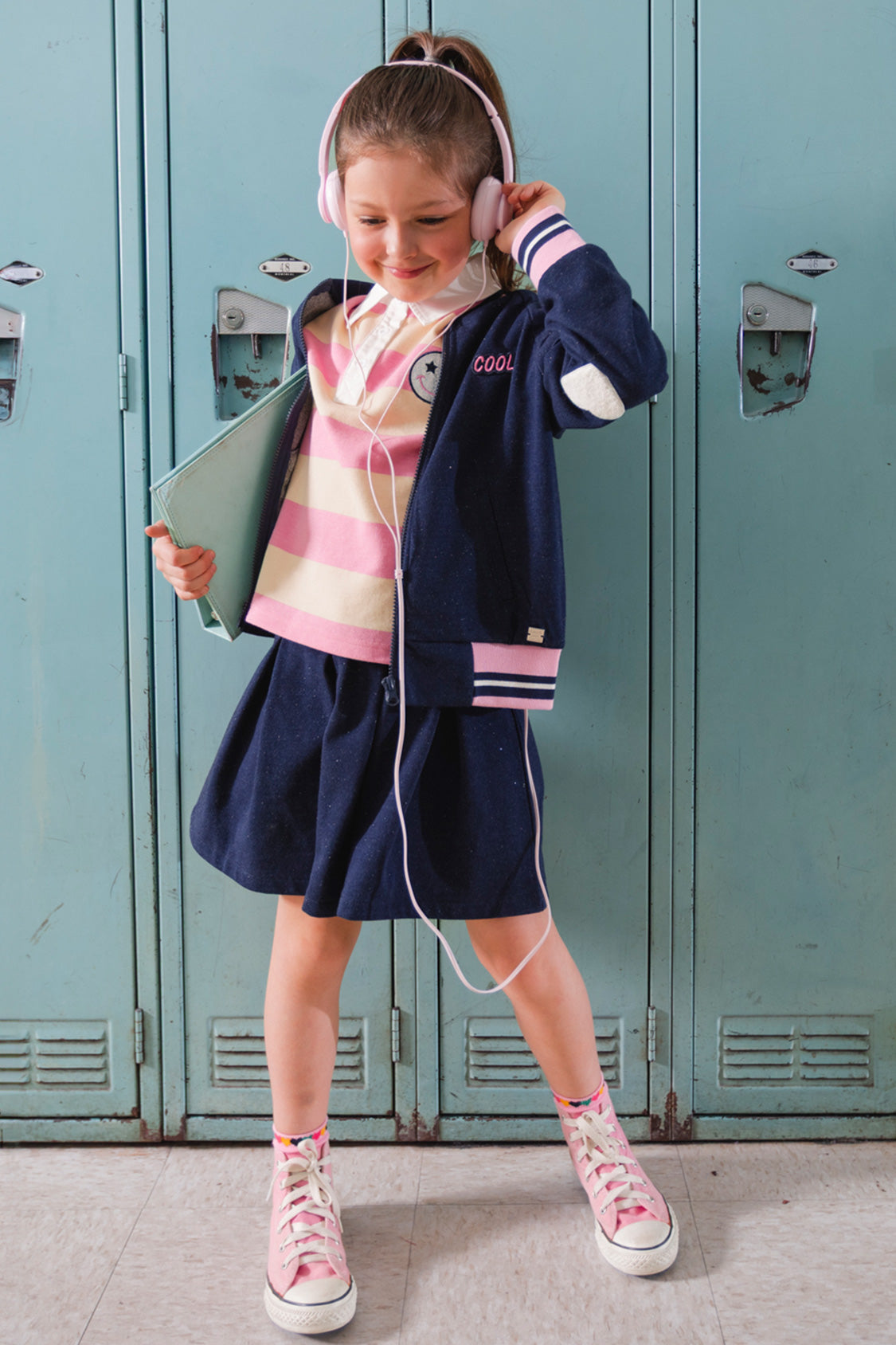 Polo Top Pink And Beige Stripes-1