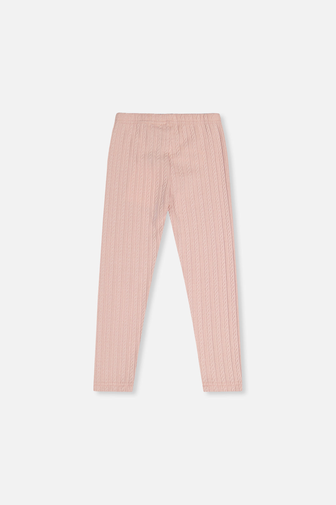 Deux par Deux girls pale dusty pink jacquard leggings, back view laid flat