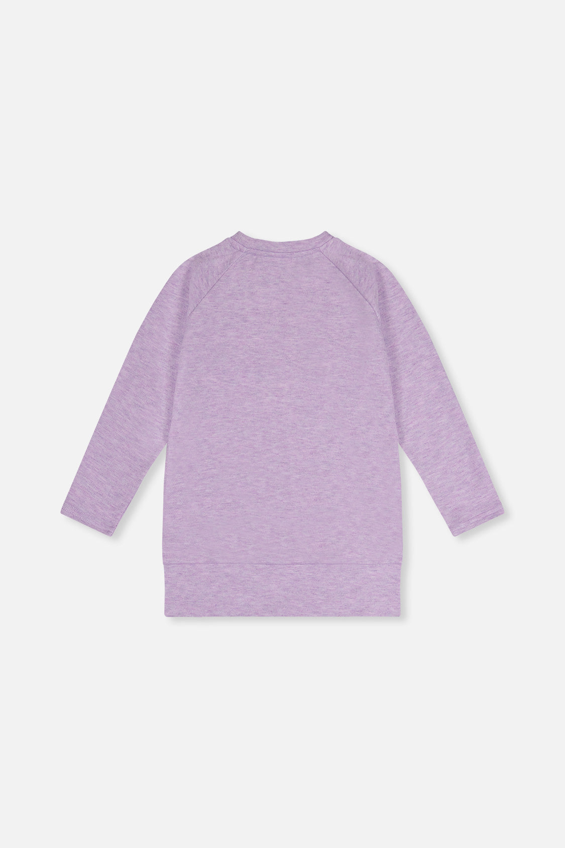 Deux par Deux girls' tunic in violet with sequin unicorn, back view