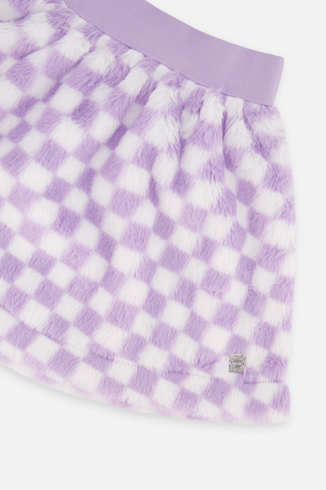 Deux par Deux Faux Fur Skirt Lilac And White Tiles