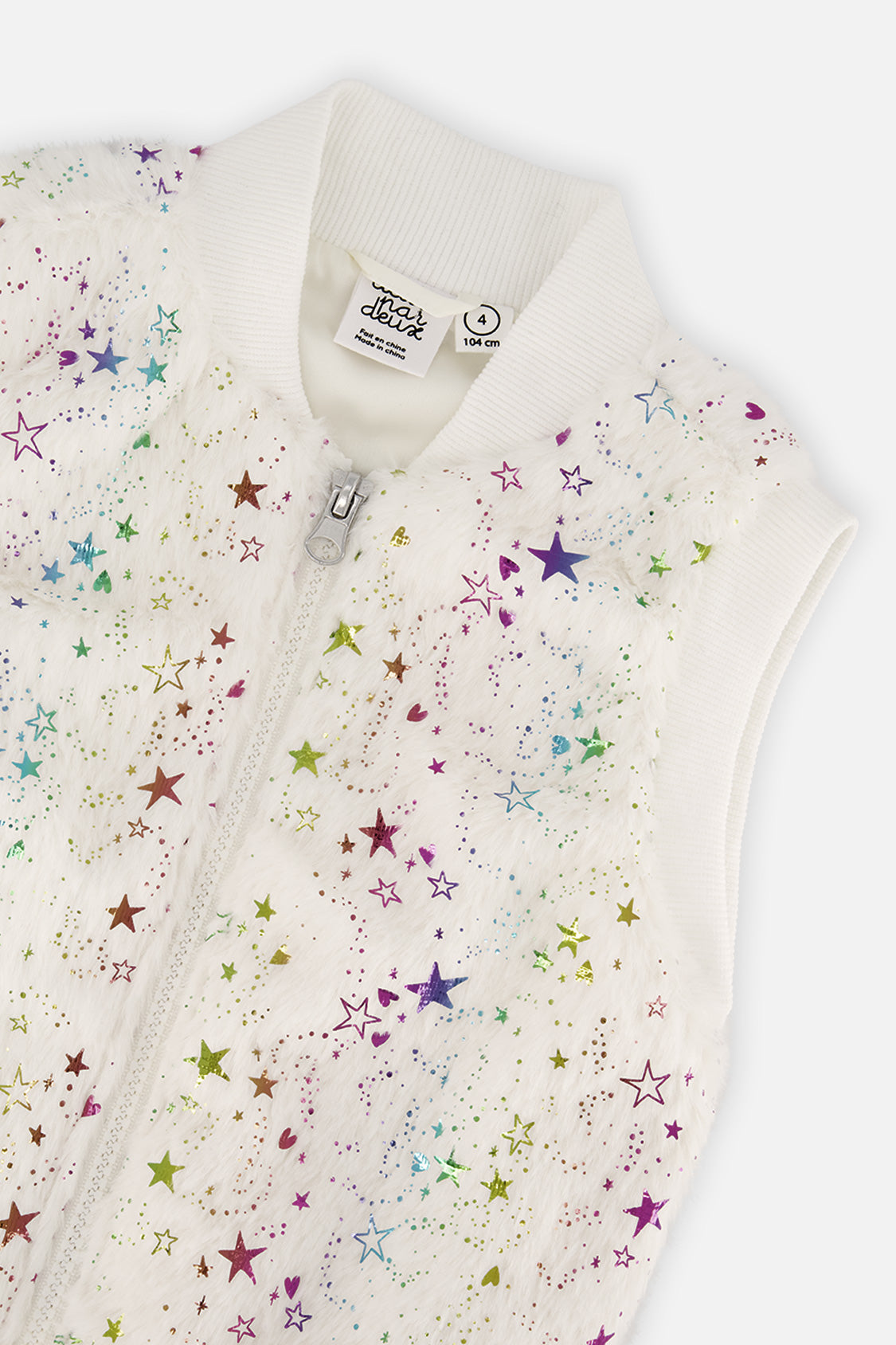 Deux par Deux multicolored star faux fur vest, alternate view
