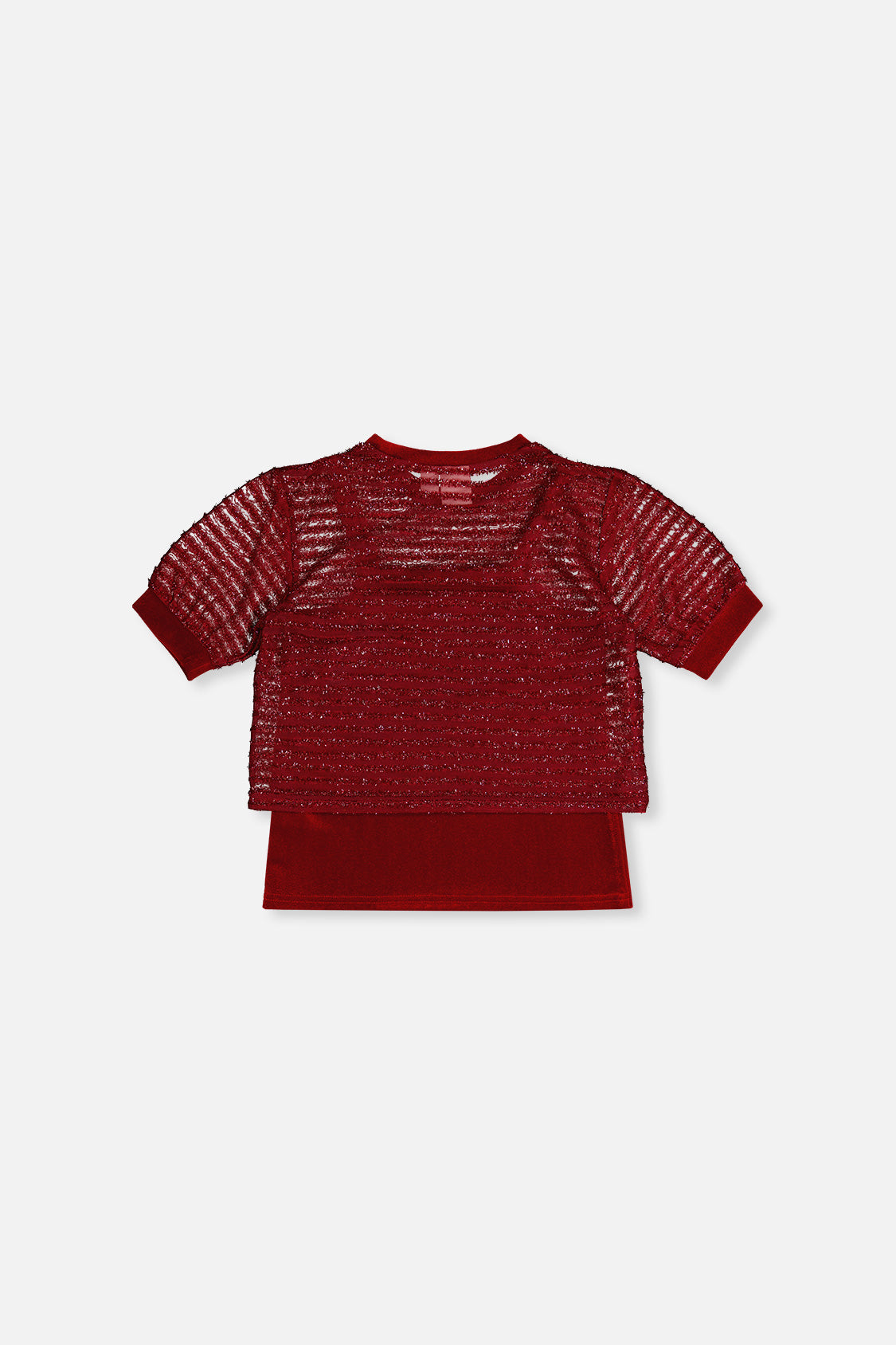 Deux par Deux girls red fake layering top with cami detail, back view