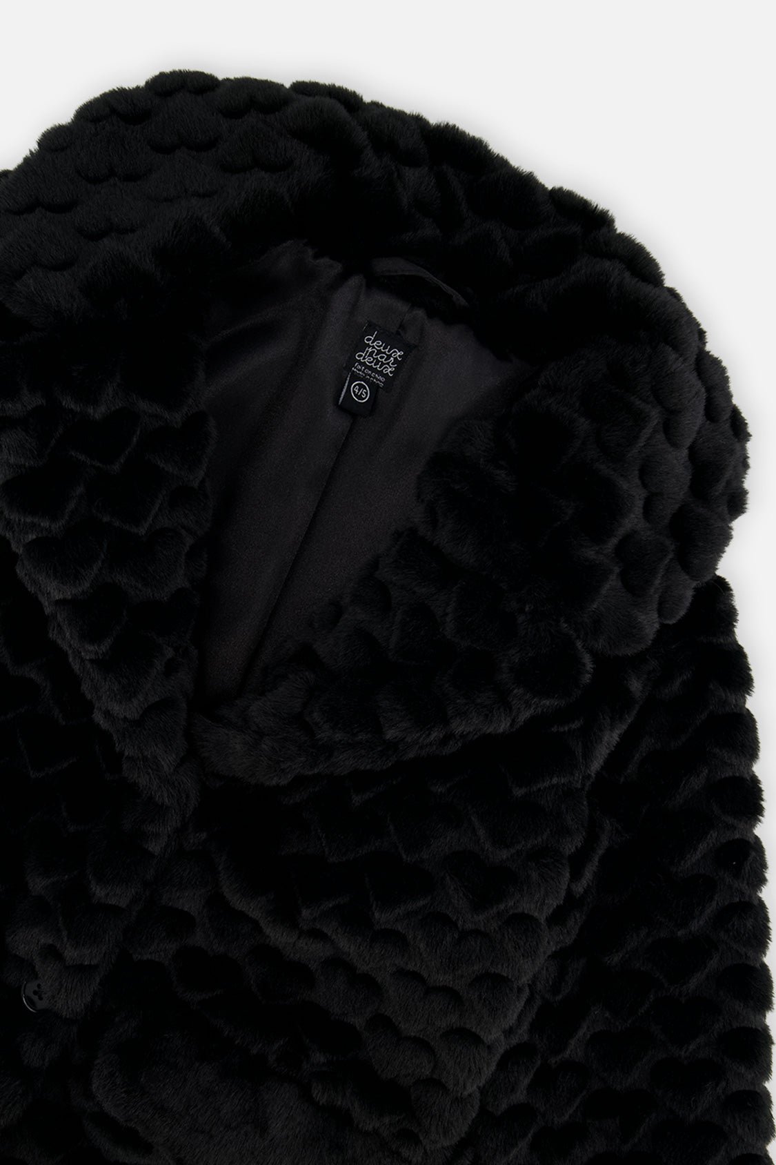 Deux par Deux girls' black faux fur long coat, additional view