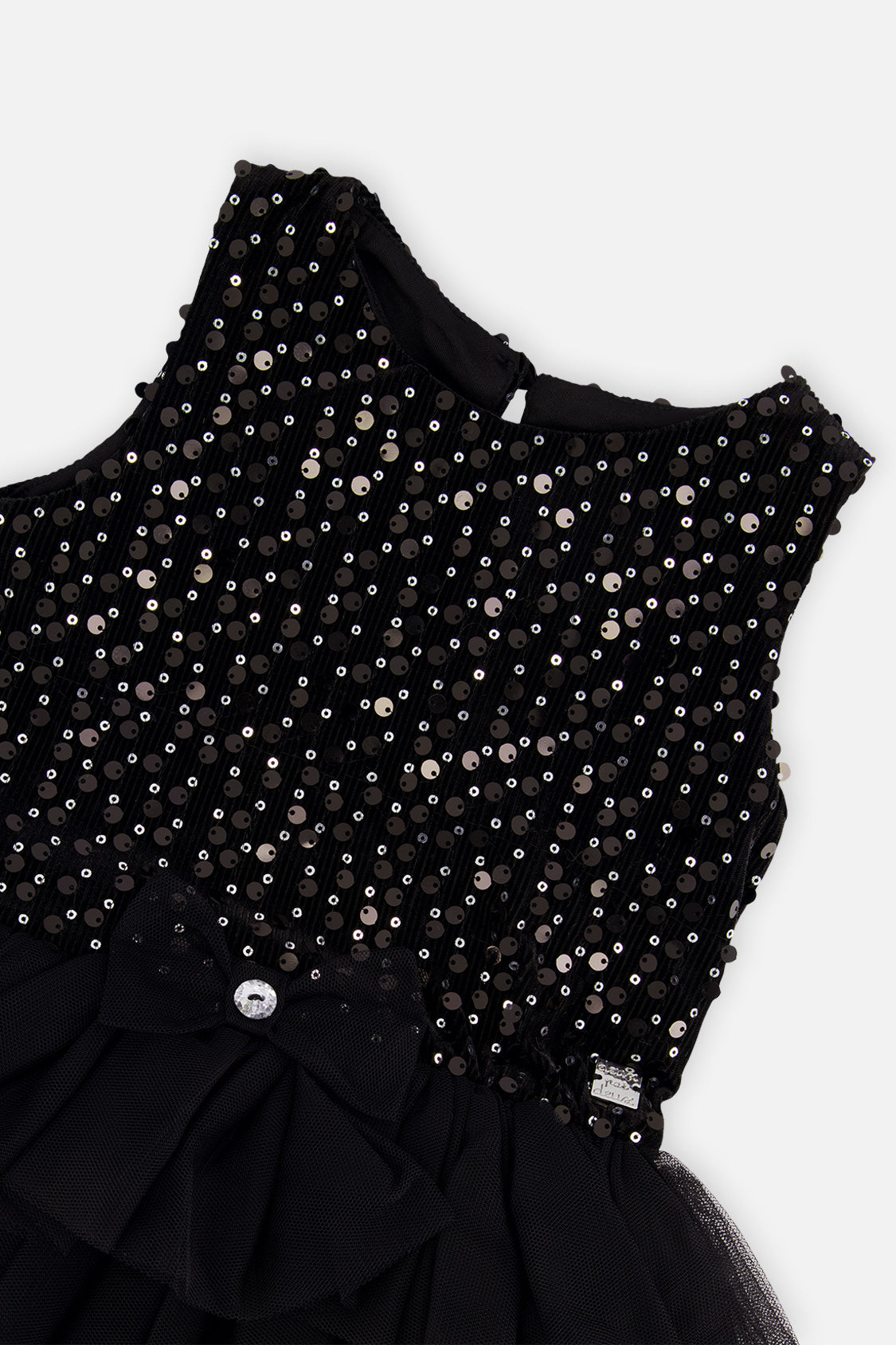 Additional view of the black bi-material sleeveless dress by Deux par Deux