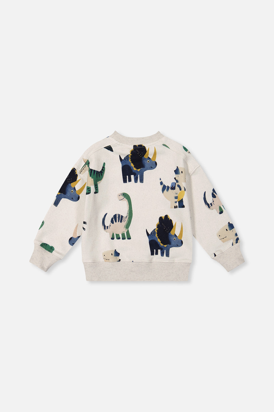 Deux par Deux Fleece Sweatshirt Beige Dinosaur Print