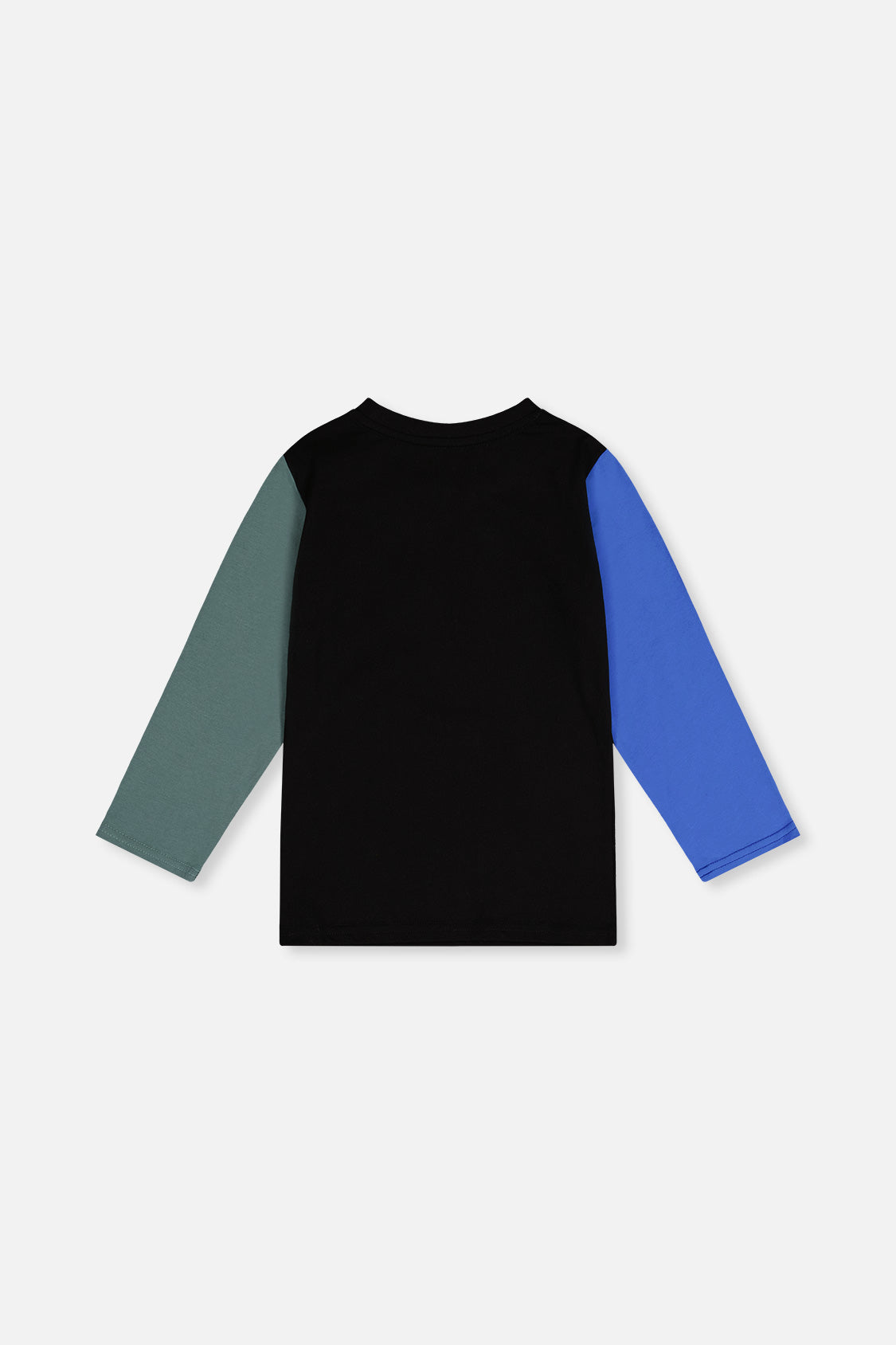 Deux par Deux boys' long sleeve t-shirt in black, blue and green, back view