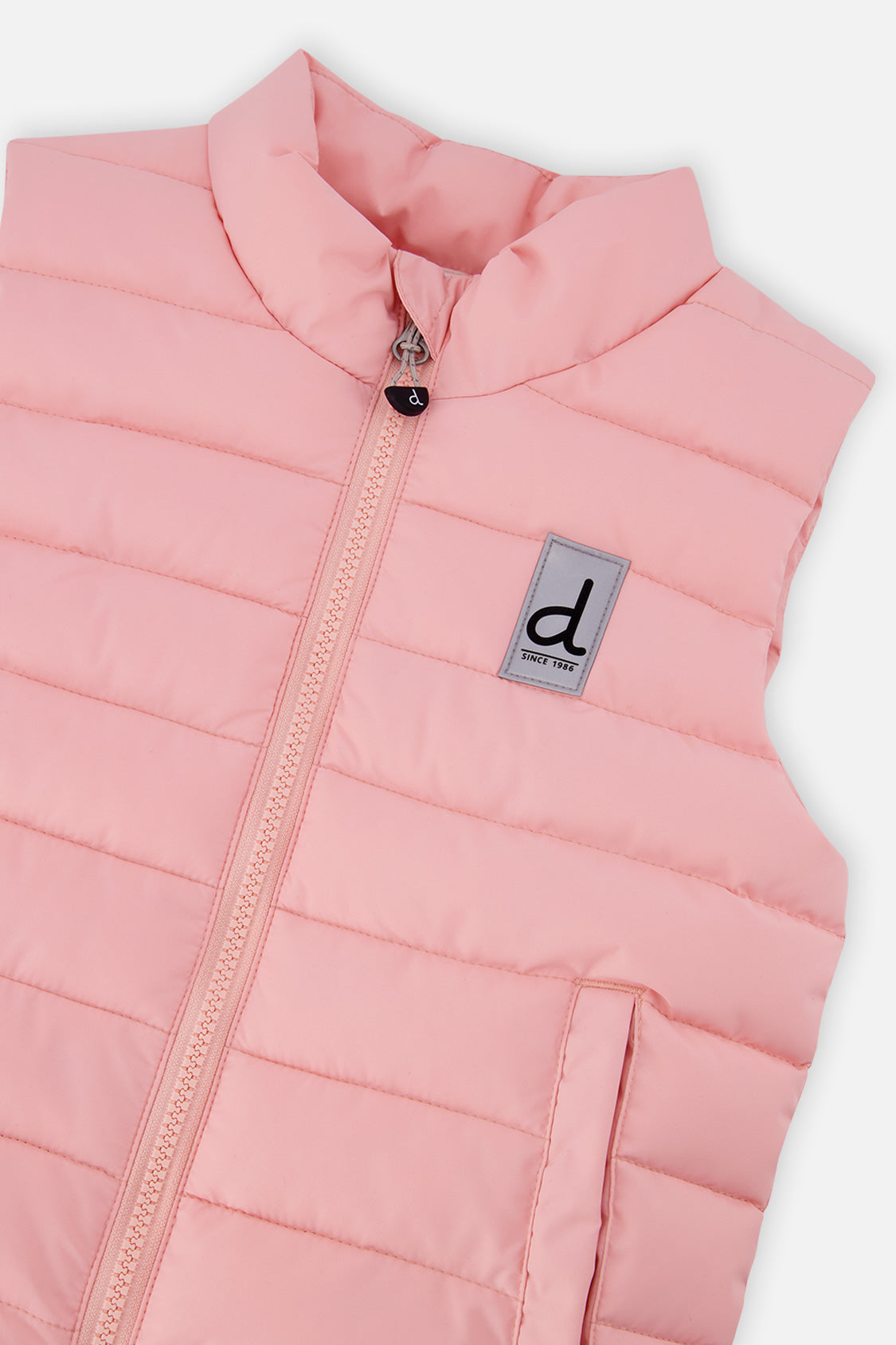 Deux par Deux light pink sleeveless quilted mid-season vest, view 3