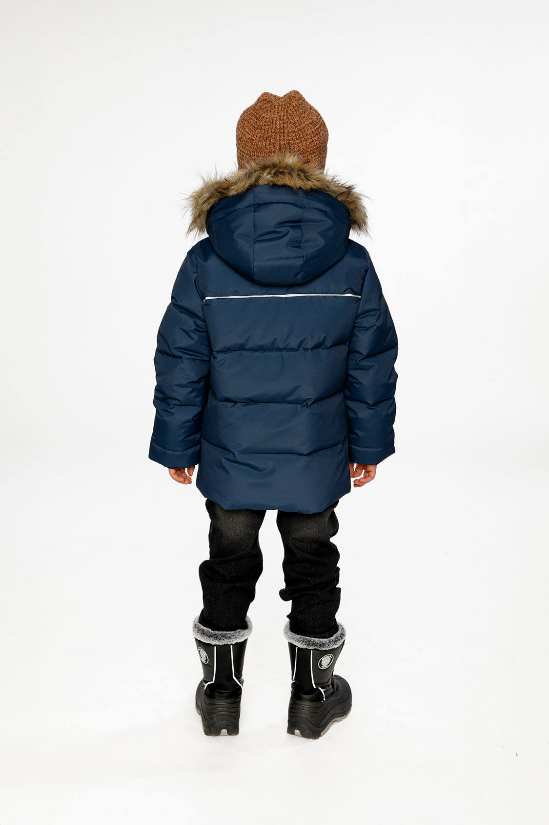 Deux par Deux Winter Jacket With Faux-Fur Hood Dark Blue