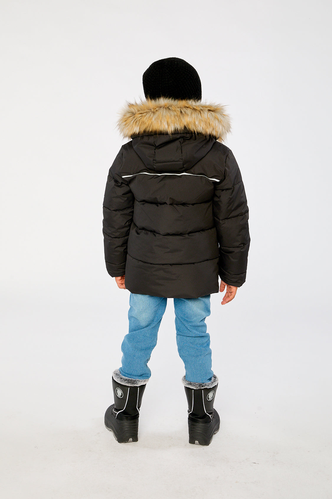 Deux par Deux Winter Jacket With Faux-Fur Hood Black