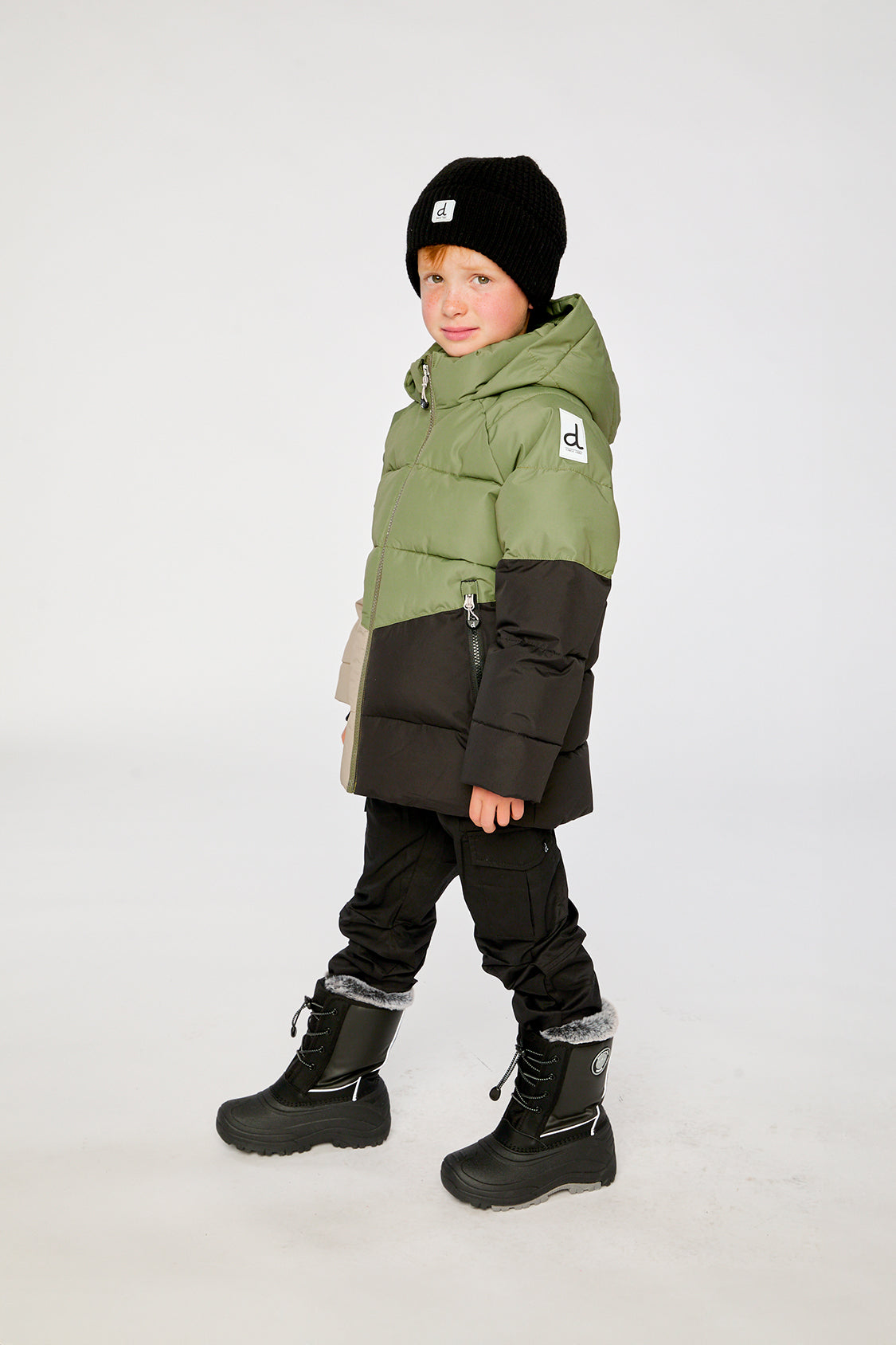 Deux par Deux Color-Block Winter Jacket Olive Green