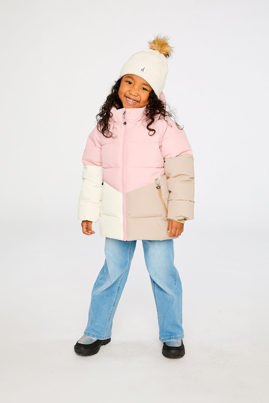 Deux par Deux Color-Block Winter Jacket Pale Dusty Pink
