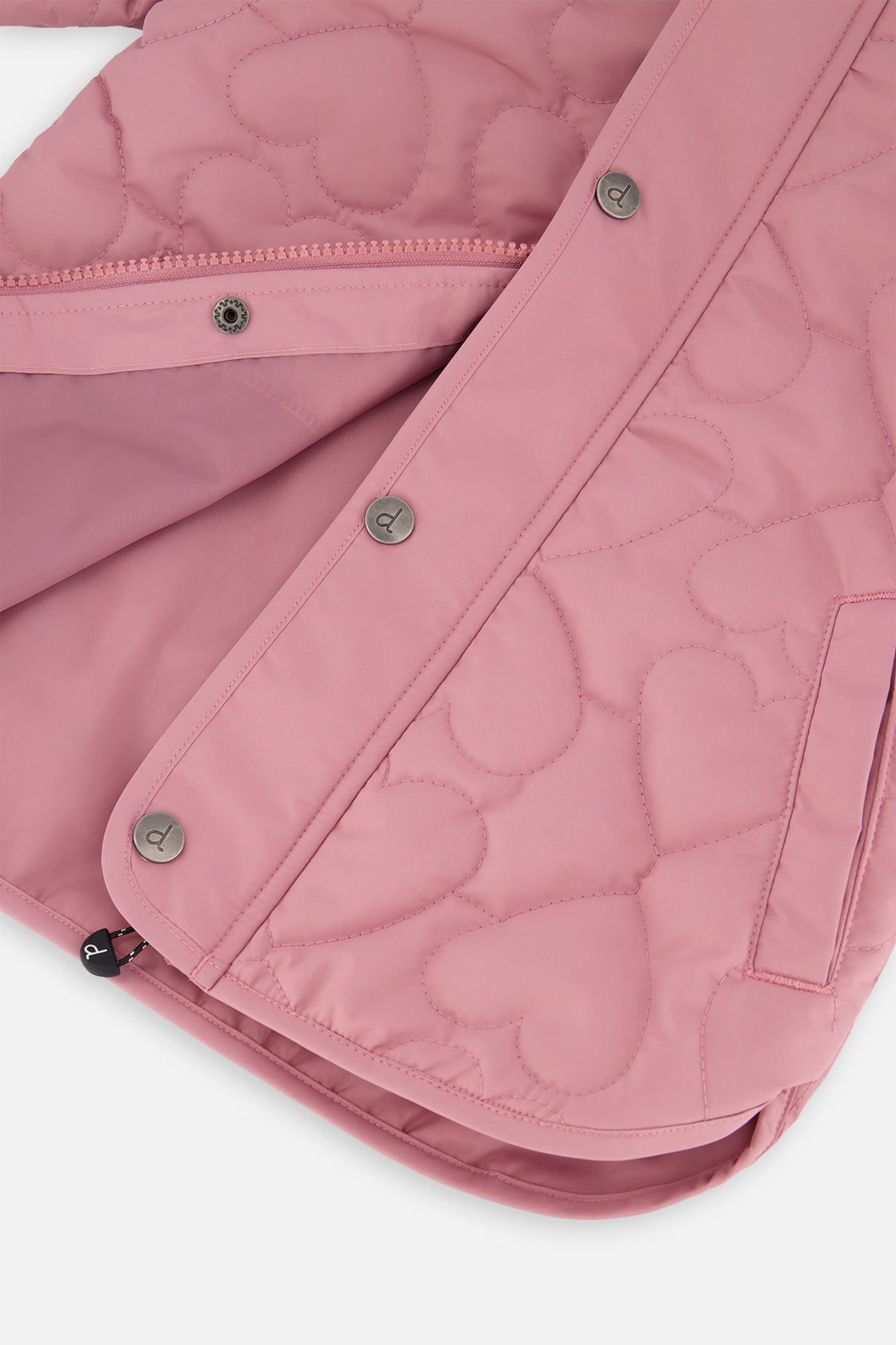 Deux par Deux girls' quilted raglan sleeve jacket in mauve pink, view 7