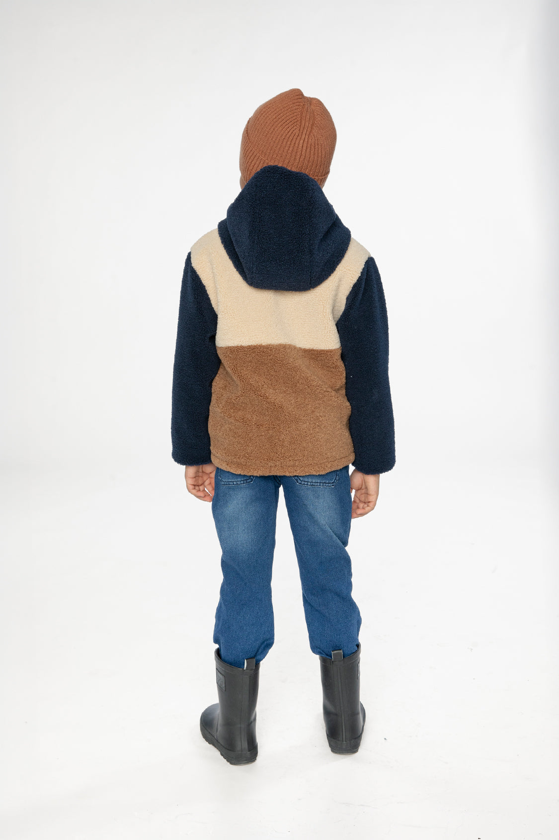 Reversible Mid-Season Jacket Dark Blue, Beige And Brown-3