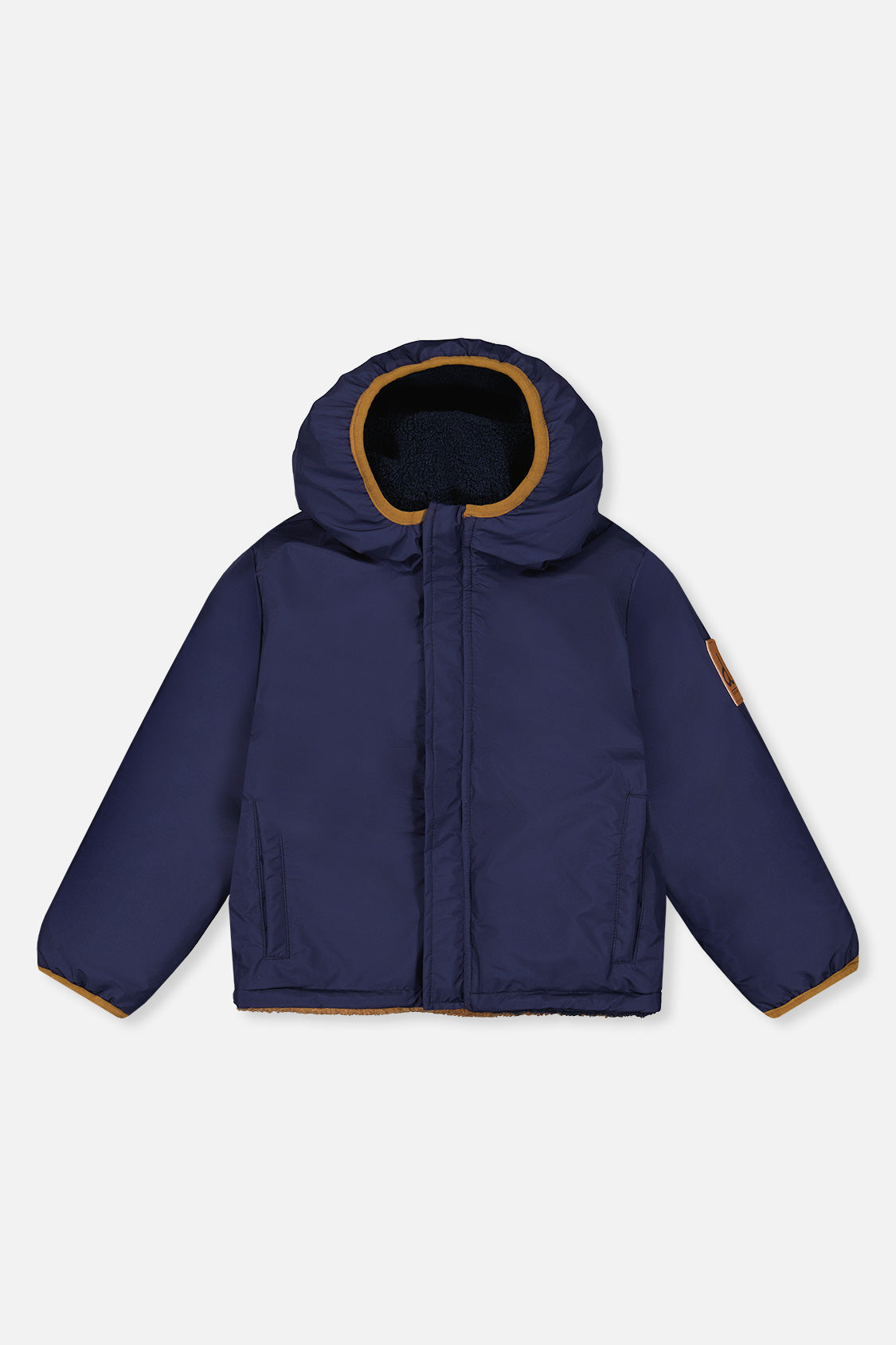 Baby Reversible Mid-Season Jacket Dark Blue, Beige And Brown-2