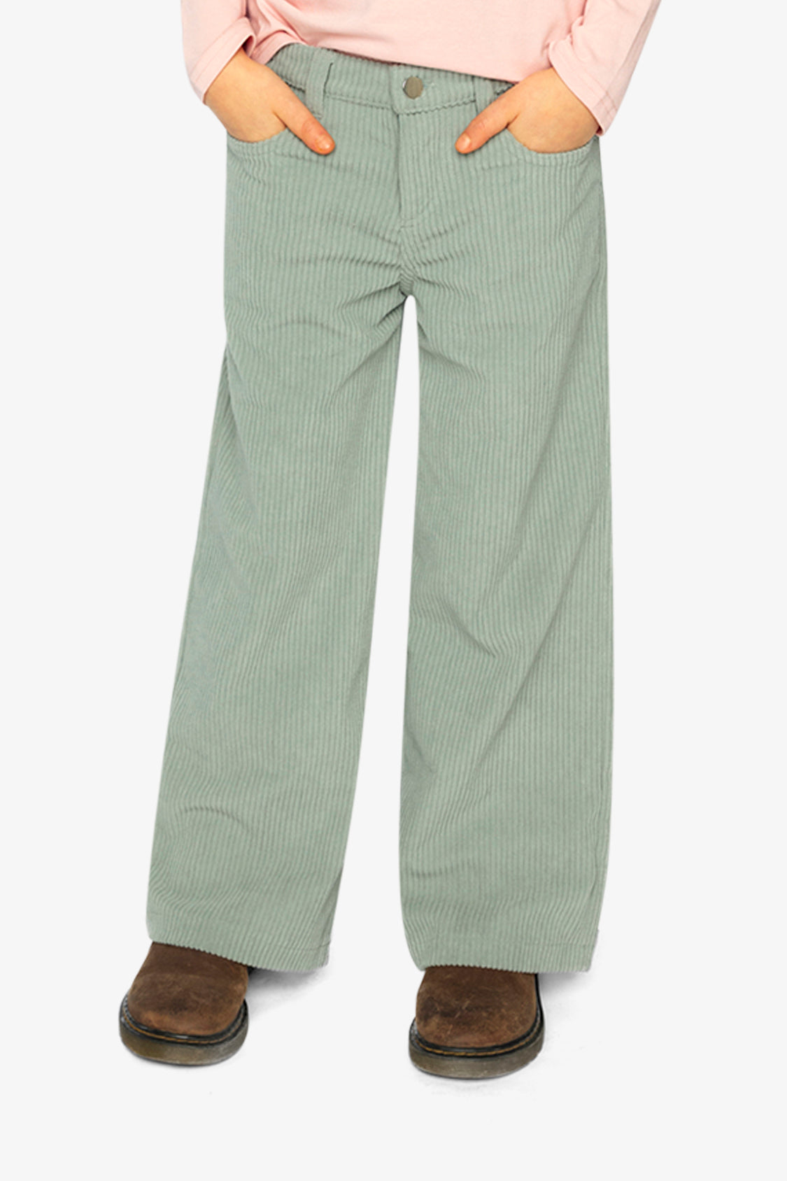 Stretch Corduroy Wide Leg Pants Pale Turquoise-1