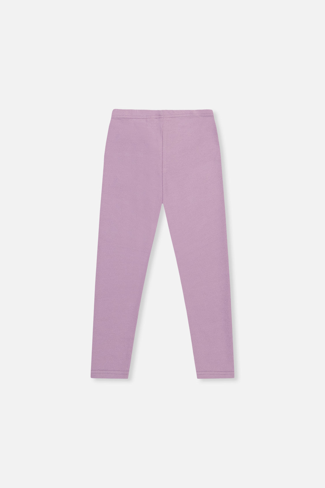 Deux par Deux girls' violet rib leggings, flat back view