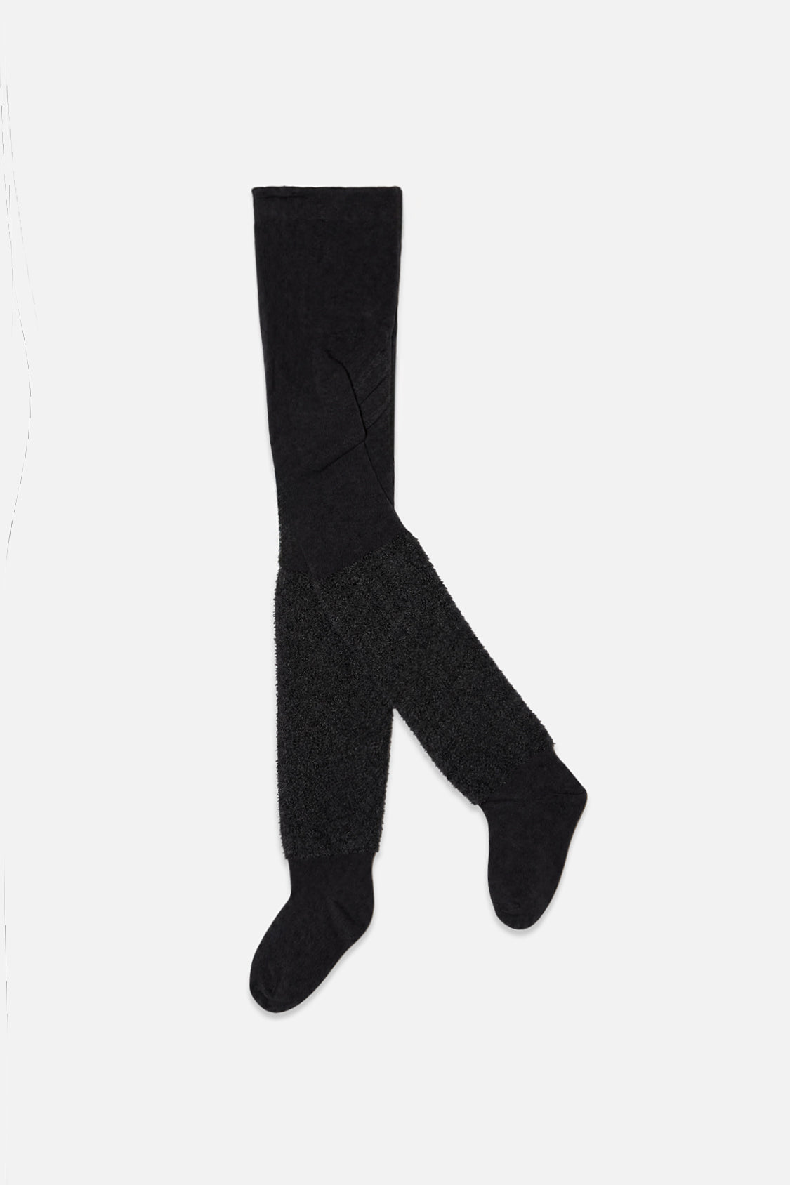 Knit Textured Fur Tights Black-0