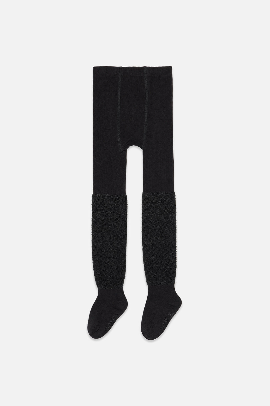 Knit Textured Fur Tights Black-1