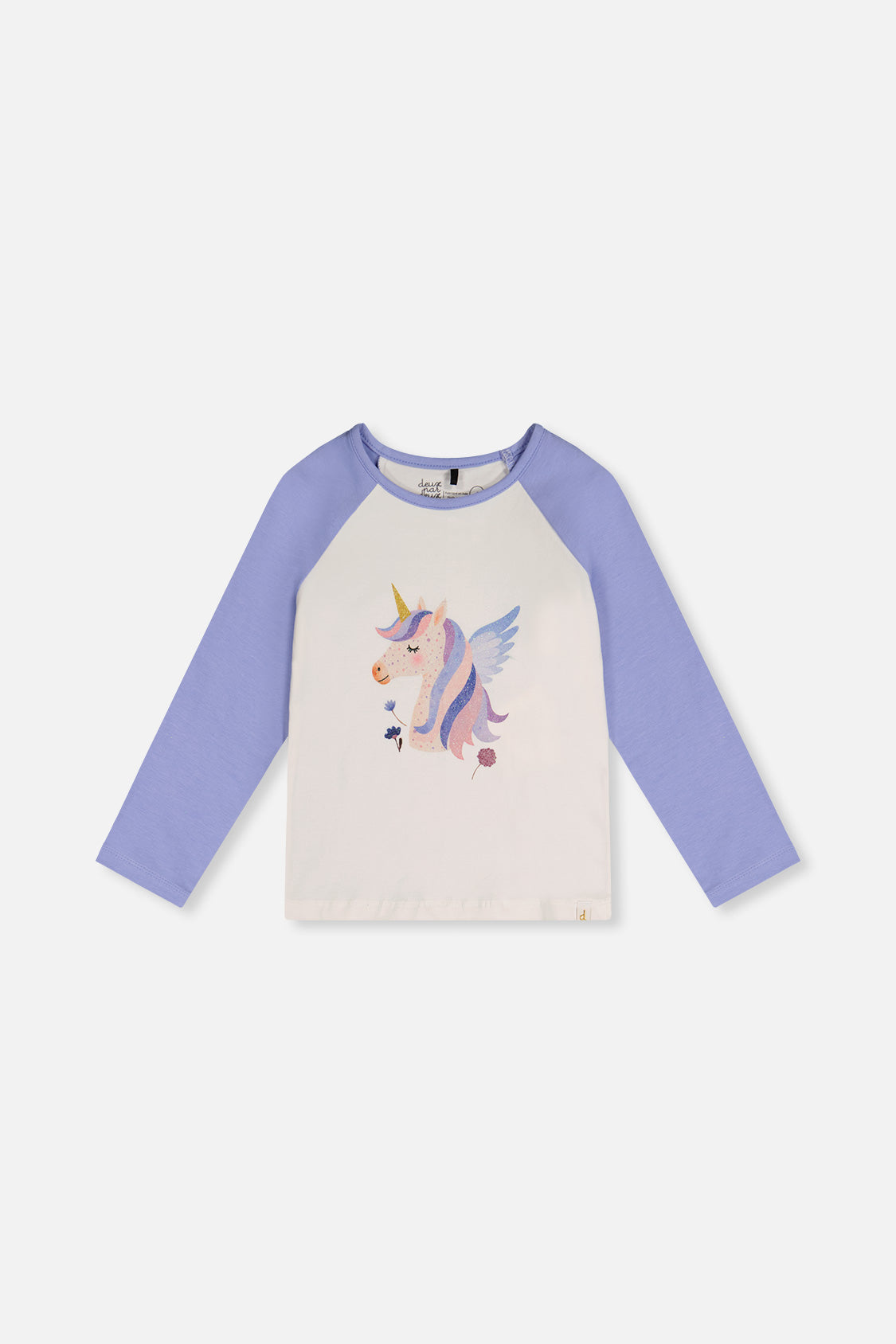 Raglan Organic Cotton T-Shirt Violet And Off-White-0