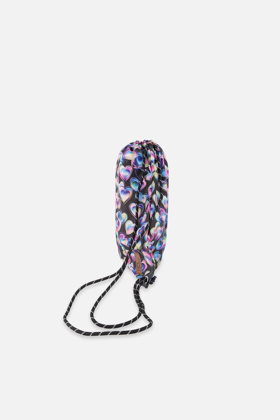 Drawstring Bag Black Printed With Hearts-1