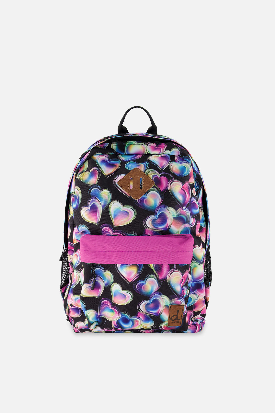 Kids Backpack Black Printed With Hearts-0