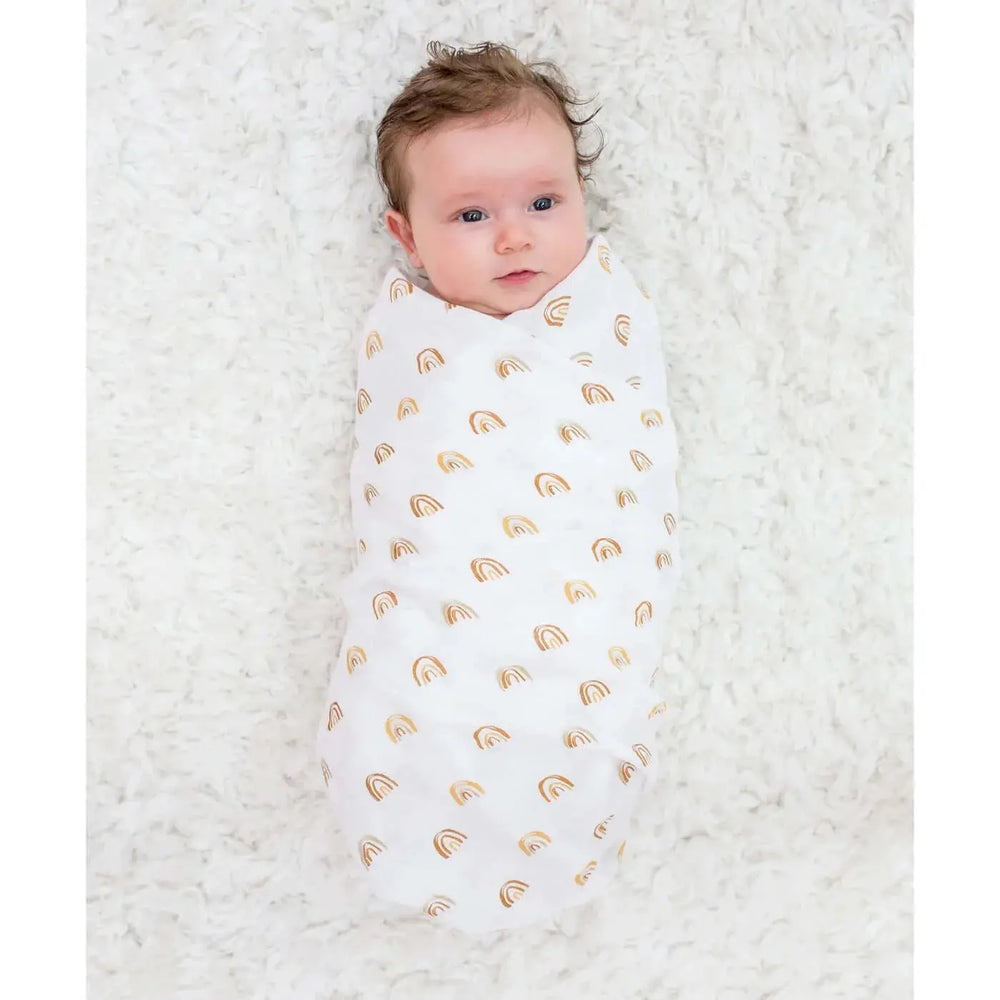 2 pack of cotton swaddles - rainbow/suns | lulujo