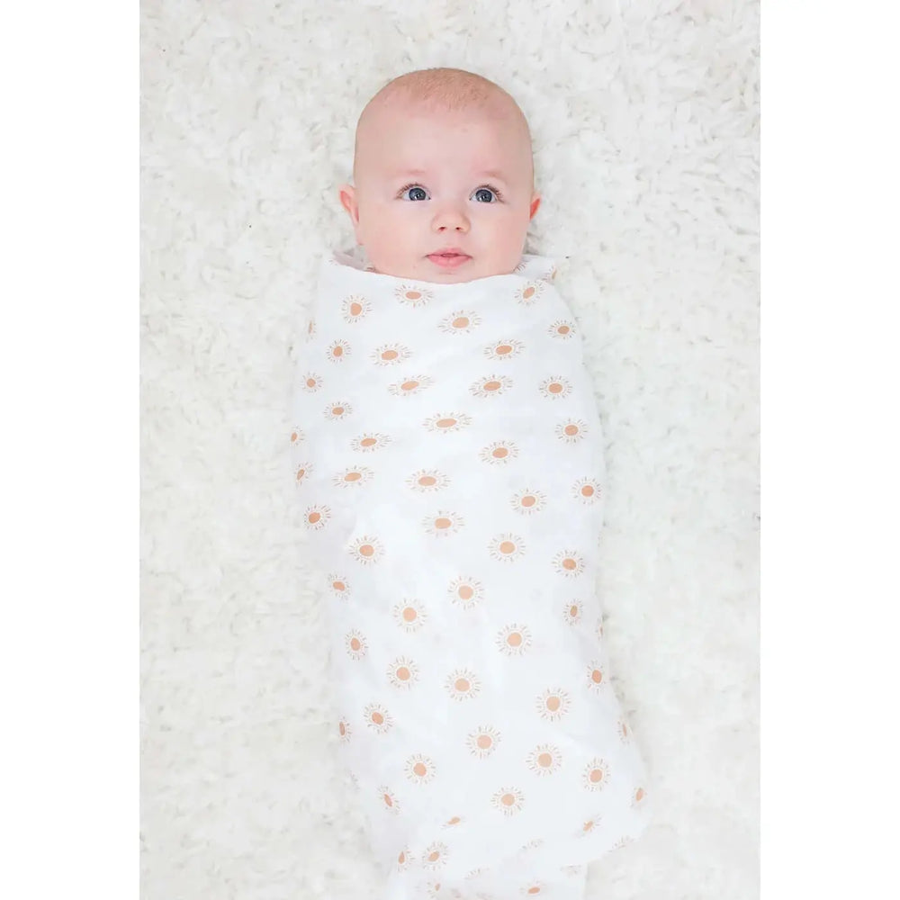 2 pack of cotton swaddles - rainbow/suns | lulujo