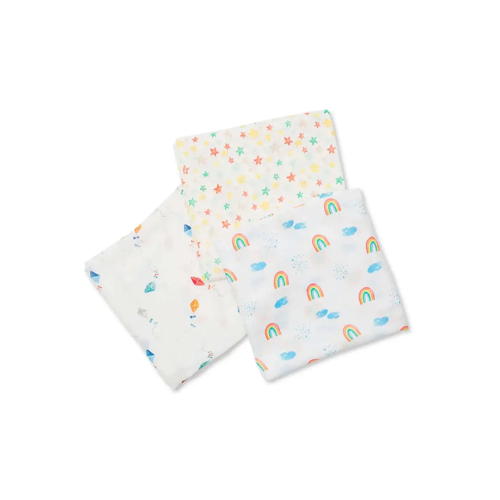 3 pack of bamboo swaddle - high in the sky | lulujo