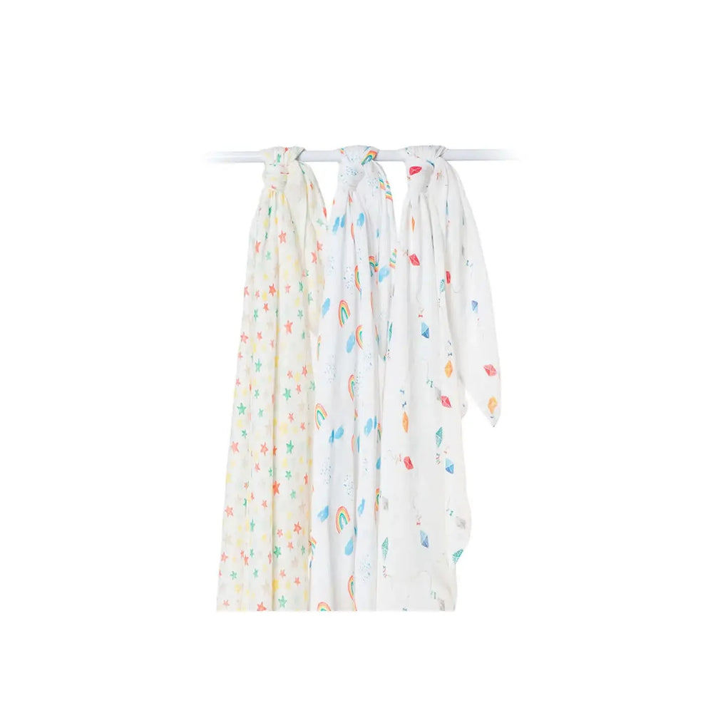 3 pack of bamboo swaddle - high in the sky | lulujo