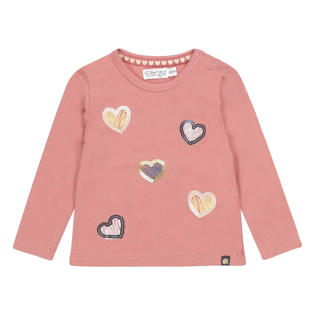 Baby Girls Shirt Old Pink Heart | Dirkje - Dirkje
