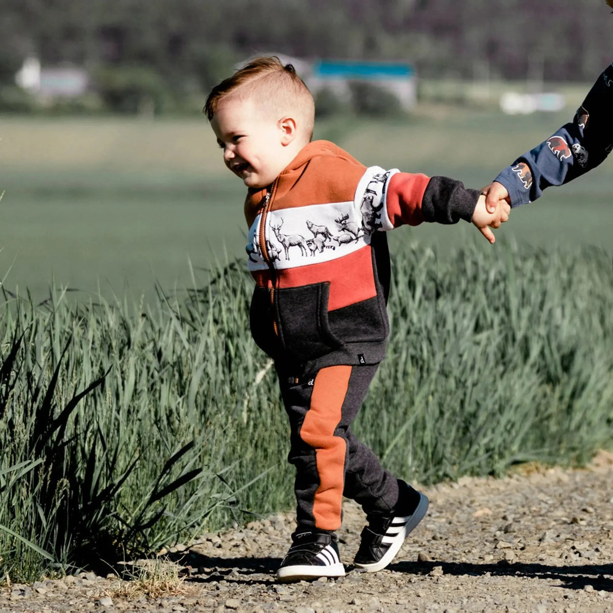 Fleece Pant Dark Grey With Clay Brown | DEUX PAR DEUX - Jenni Kidz