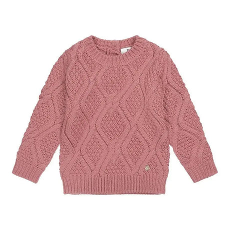 Girls Cable Sweatshirt Dark Old Pink | Koko-Noko - Koko-Noko